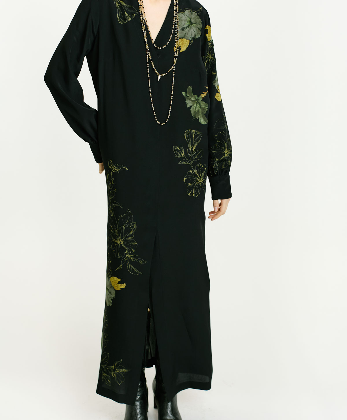 PIRI DRESS IN CREPE DE CHINE - BLACK - Momonì