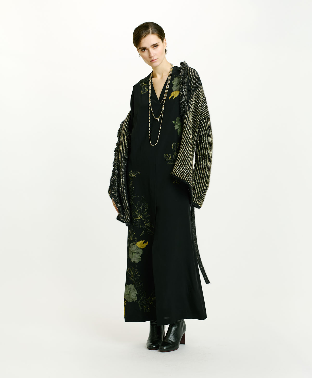 PIRI DRESS IN CREPE DE CHINE - BLACK - Momonì
