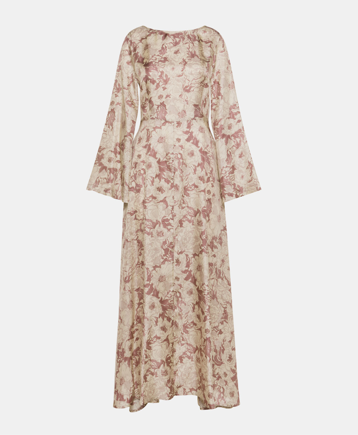 ROBE UNCARIA EN SERGÉ DE SOIE IMPRIMÉ - ROSE/BEIGE - Momonì