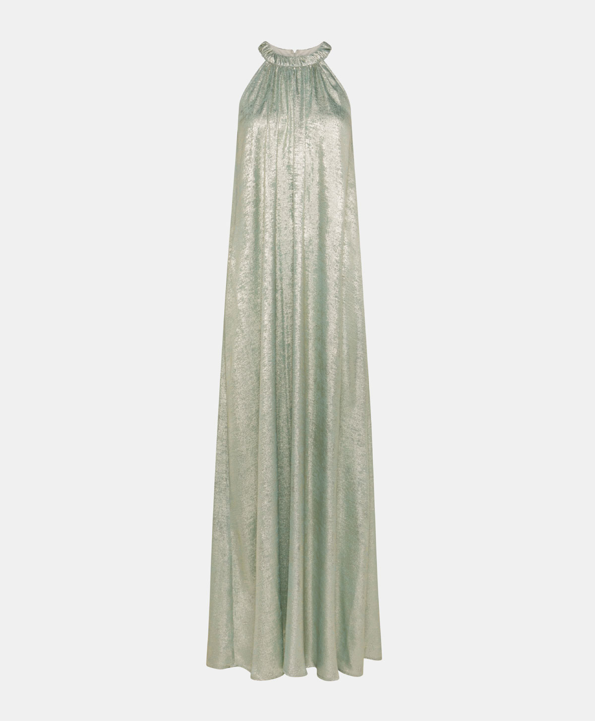 ROBE YUCA EN LAMINÉ FLUIDE - AIGUE-MARINE - Momonì