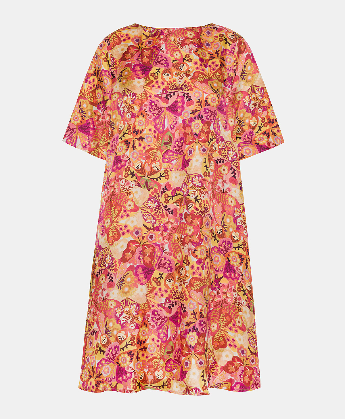 VESTITO ANNAPOLIS IN TWILL DI SETA STAMPATA - ROSA/BORDEAUX - Momonì