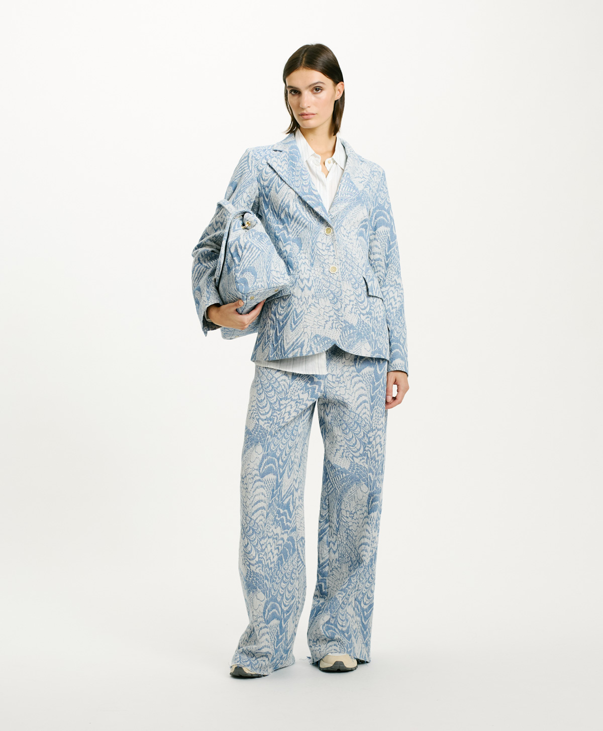 VESTE CARAMBOLA EN DENIM JACQUARD - BLEU CLAIR - Momonì