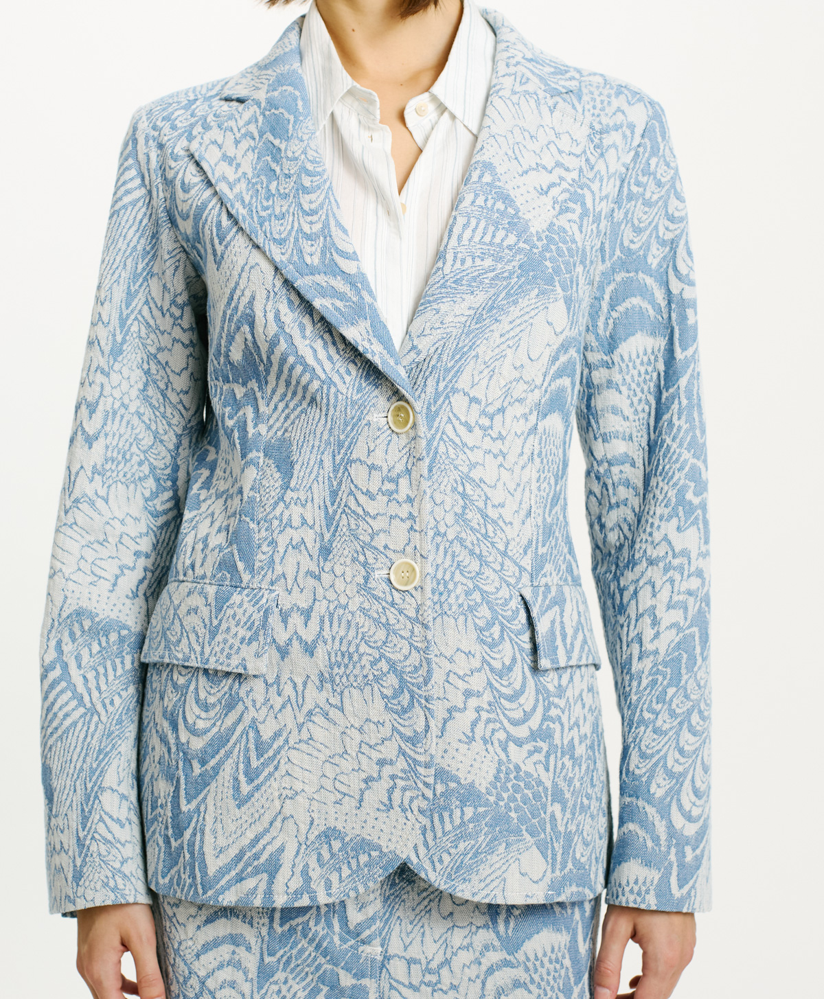VESTE CARAMBOLA EN DENIM JACQUARD - BLEU CLAIR - Momonì