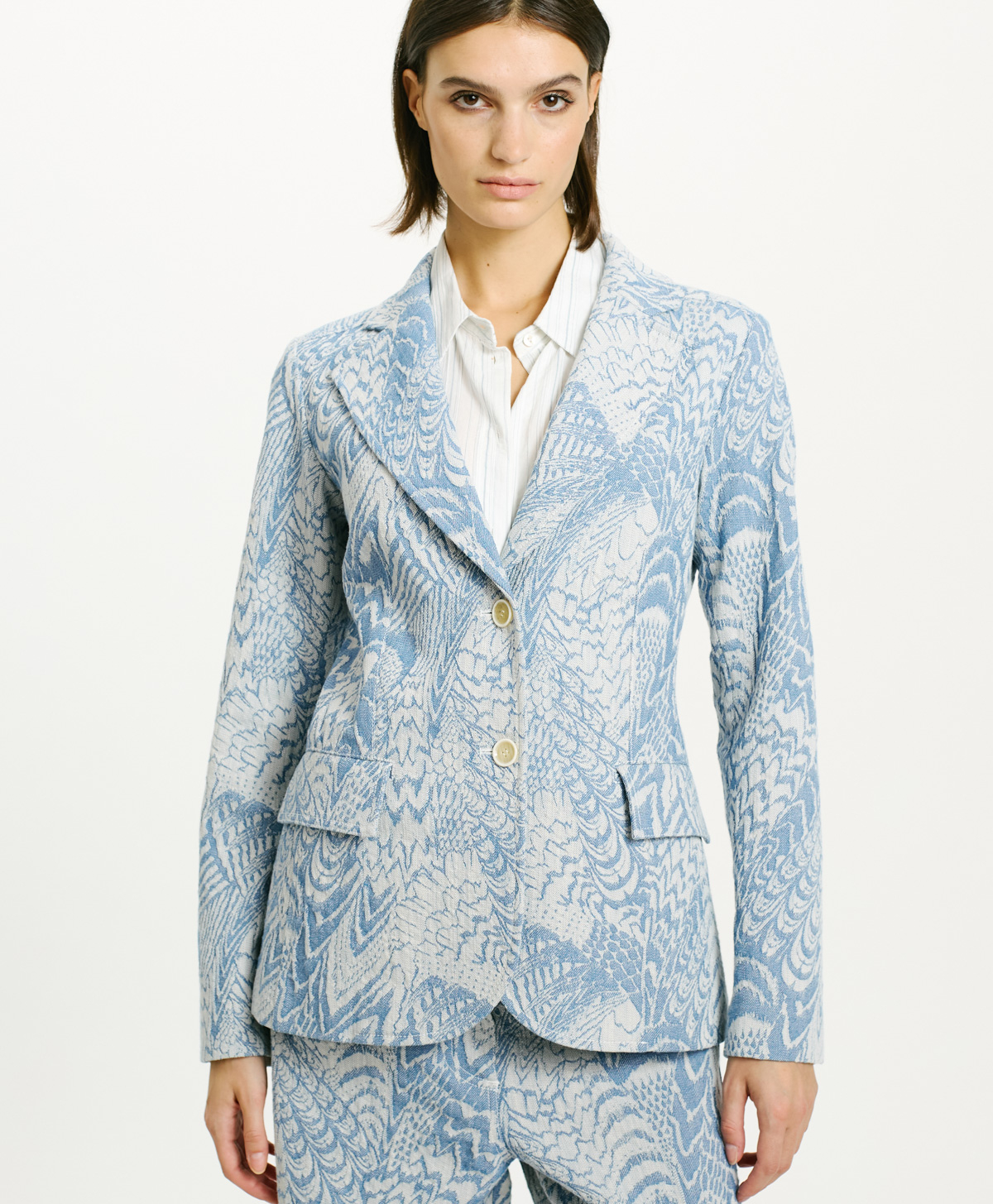 VESTE CARAMBOLA EN DENIM JACQUARD - BLEU CLAIR - Momonì