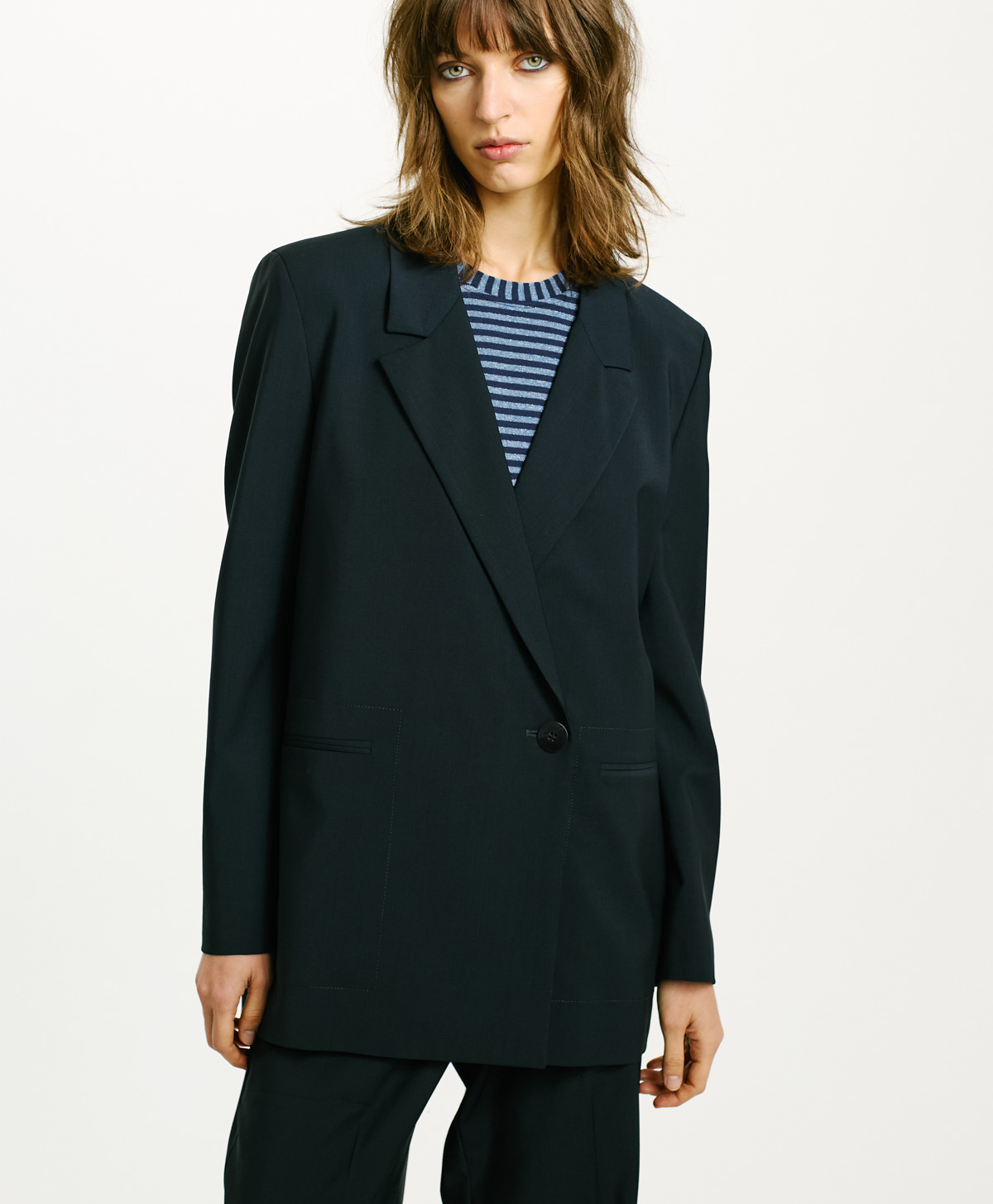 AMANITA JACKET IN COOL WOOL - NIGHT BLUE - Momonì