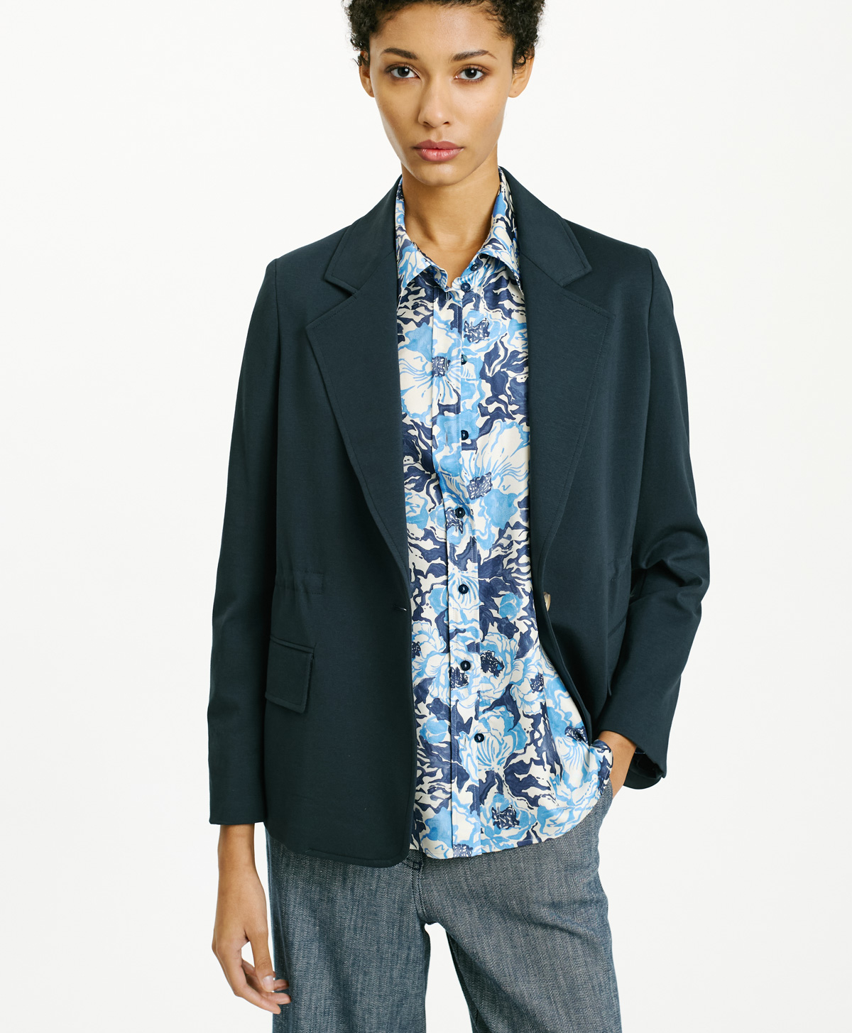 LETICIA JACKET IN PUNTO MILANO - NIGHT BLUE - Momonì