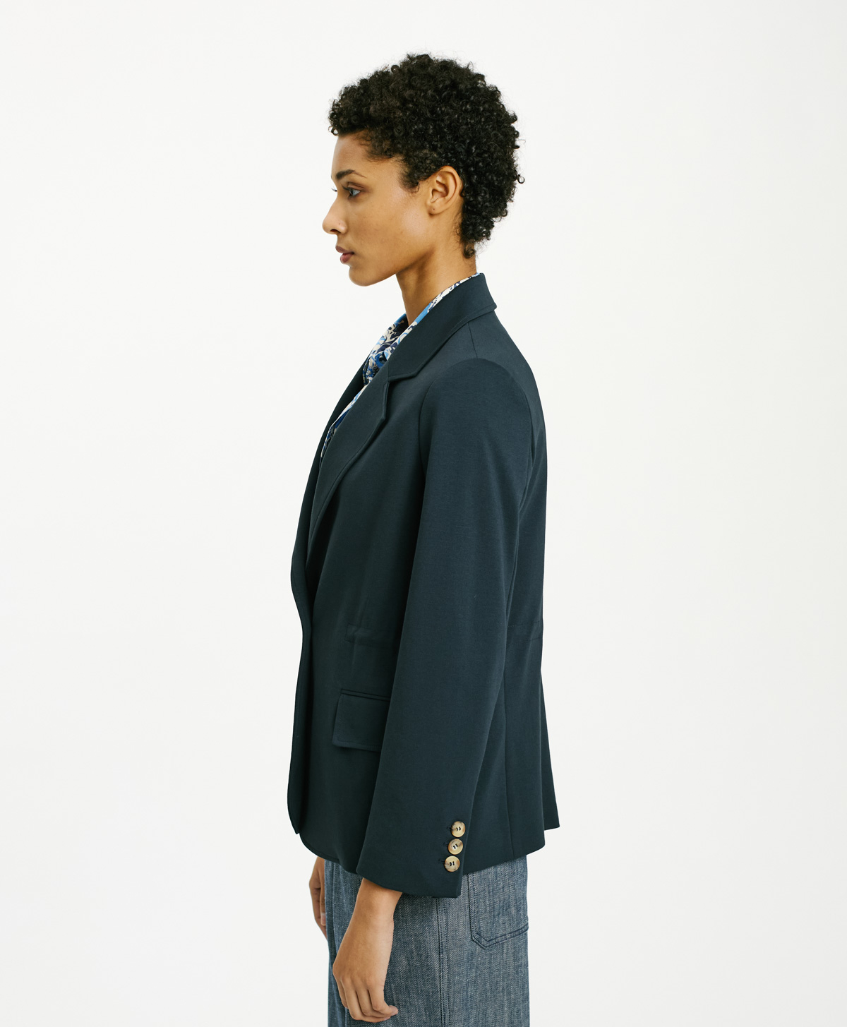 LETICIA JACKET IN PUNTO MILANO - NIGHT BLUE - Momonì