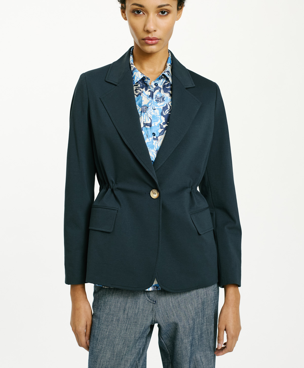 LETICIA JACKET IN PUNTO MILANO - NIGHT BLUE - Momonì
