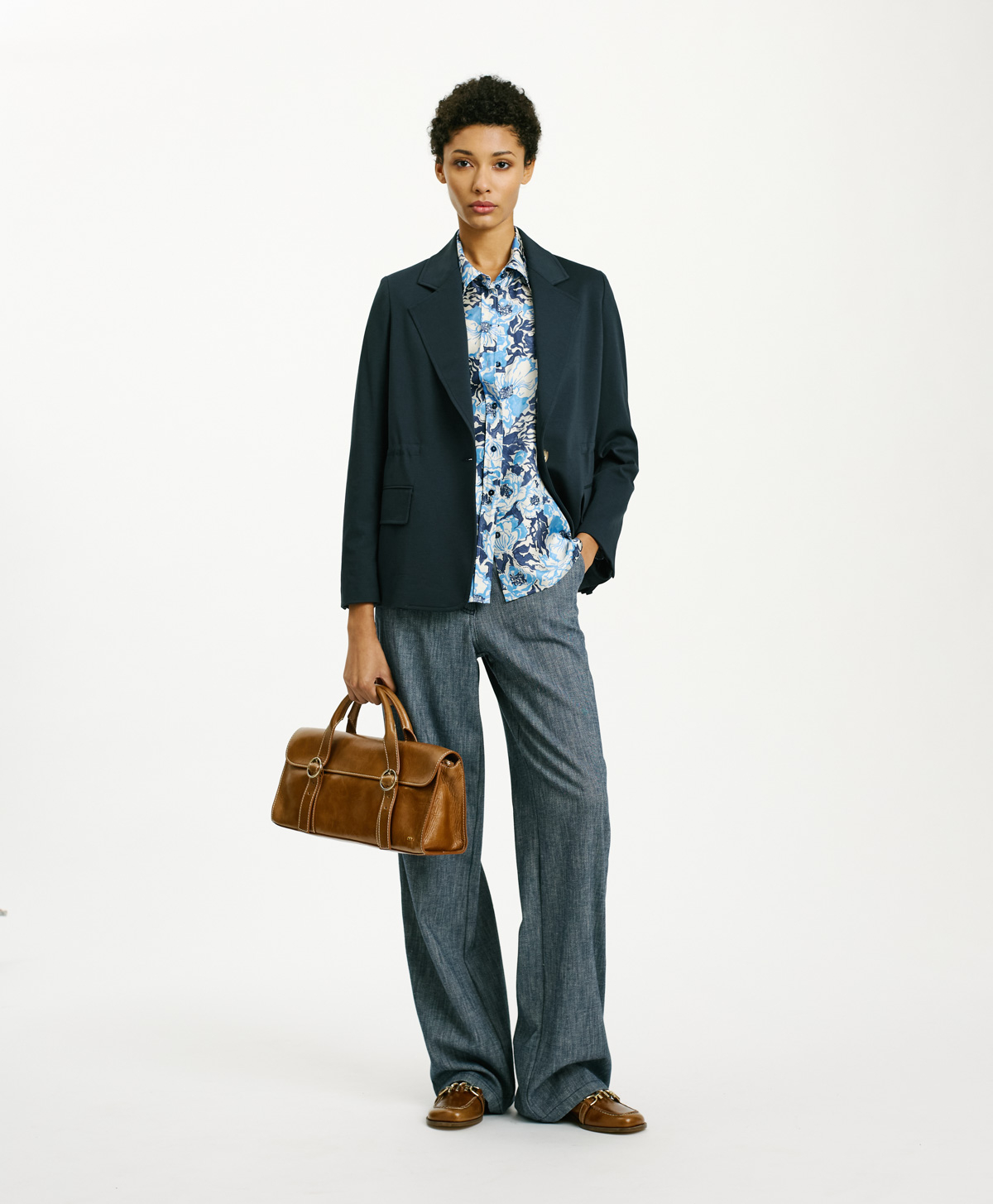 LETICIA JACKET IN PUNTO MILANO - NIGHT BLUE - Clothing - Momonì