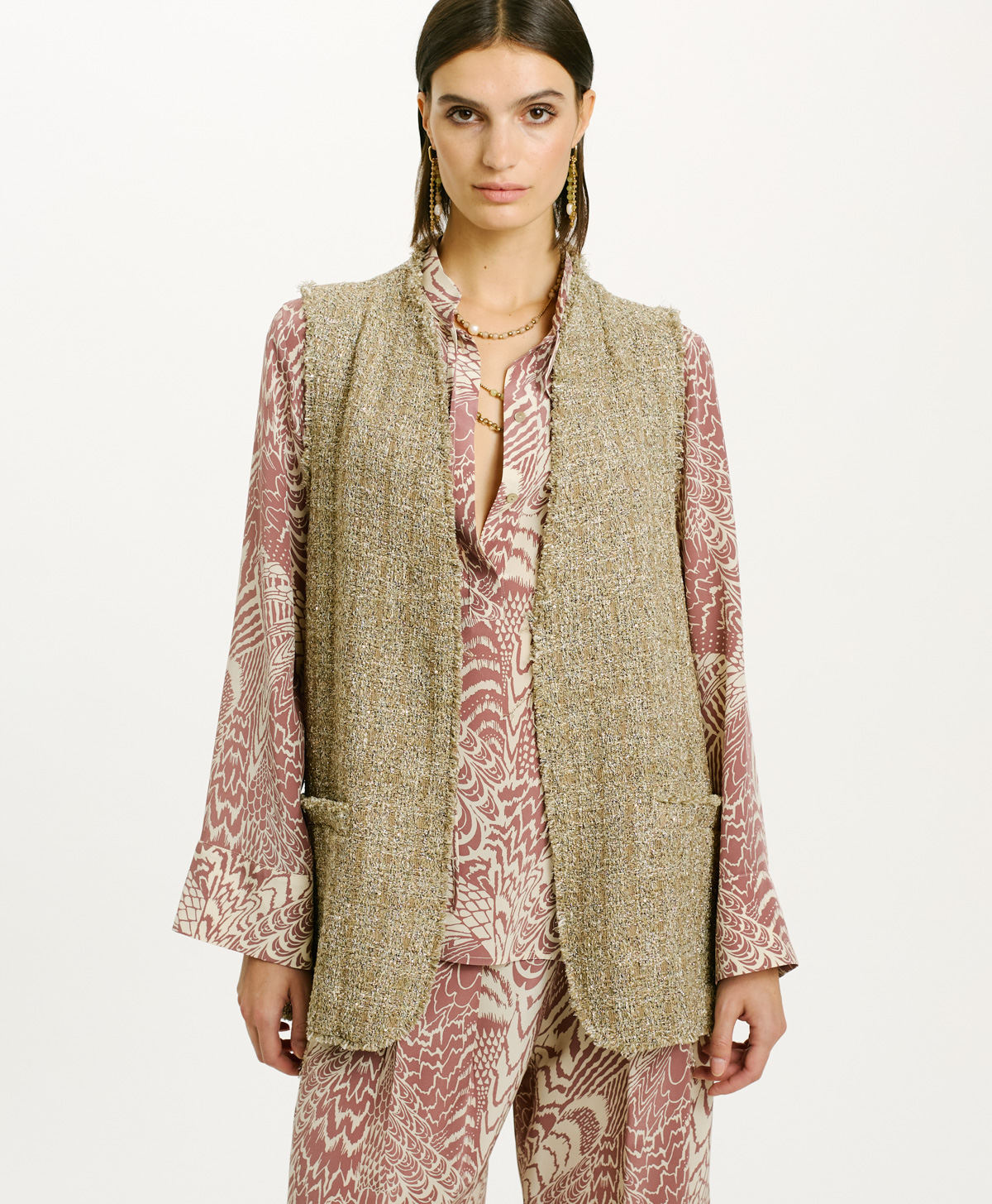 VESTE MANAUS EN NATTE LUREX - OR/ARGENT - Momonì