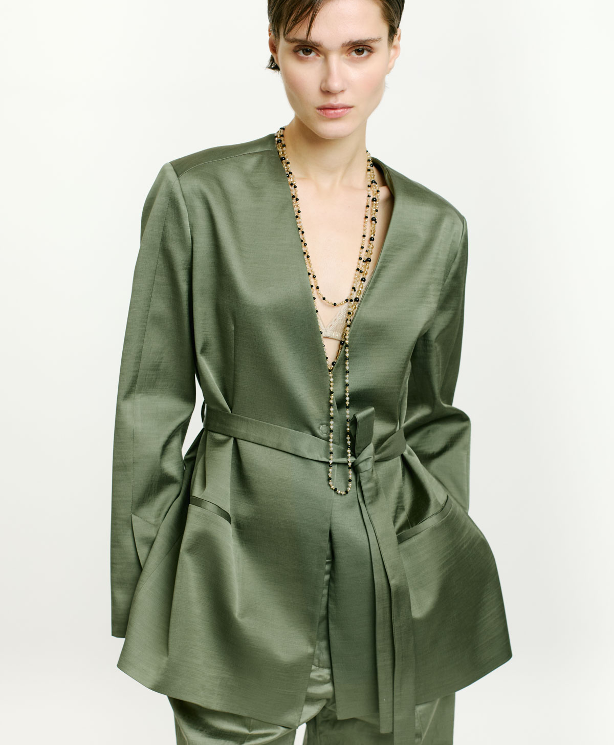 NAUTA JACKET IN STRETCH COTTON/VISCOSE - SAGE GREEN - Momonì