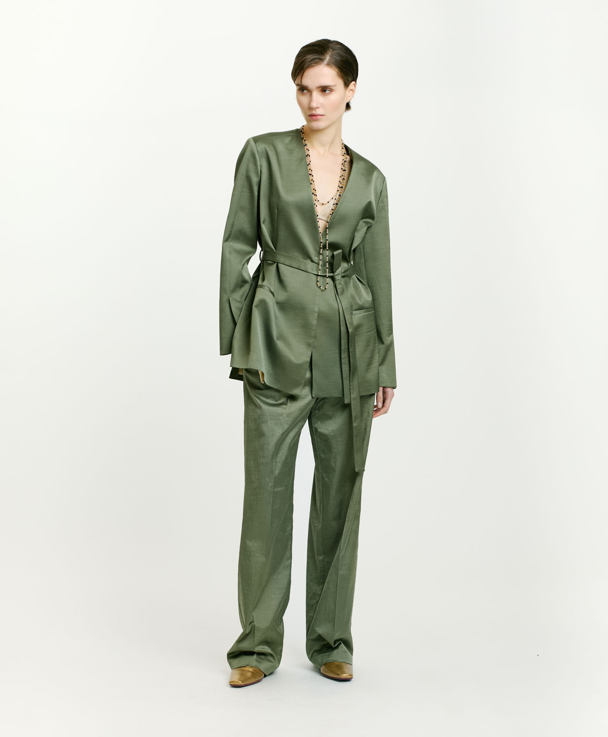 NAUTA JACKET IN STRETCH COTTON/VISCOSE - SAGE GREEN - Momonì
