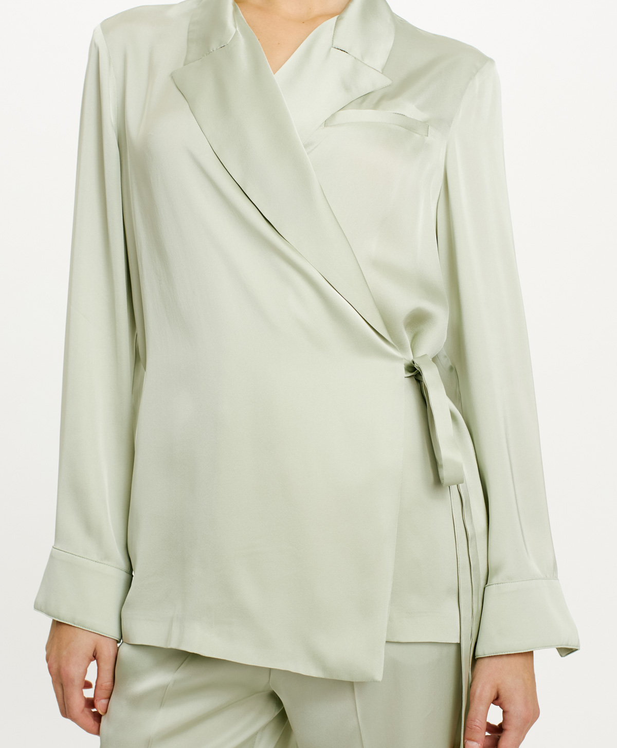 PRAIA JACKET IN SATIN GEORGETTE - AQUAMARINE - Momonì
