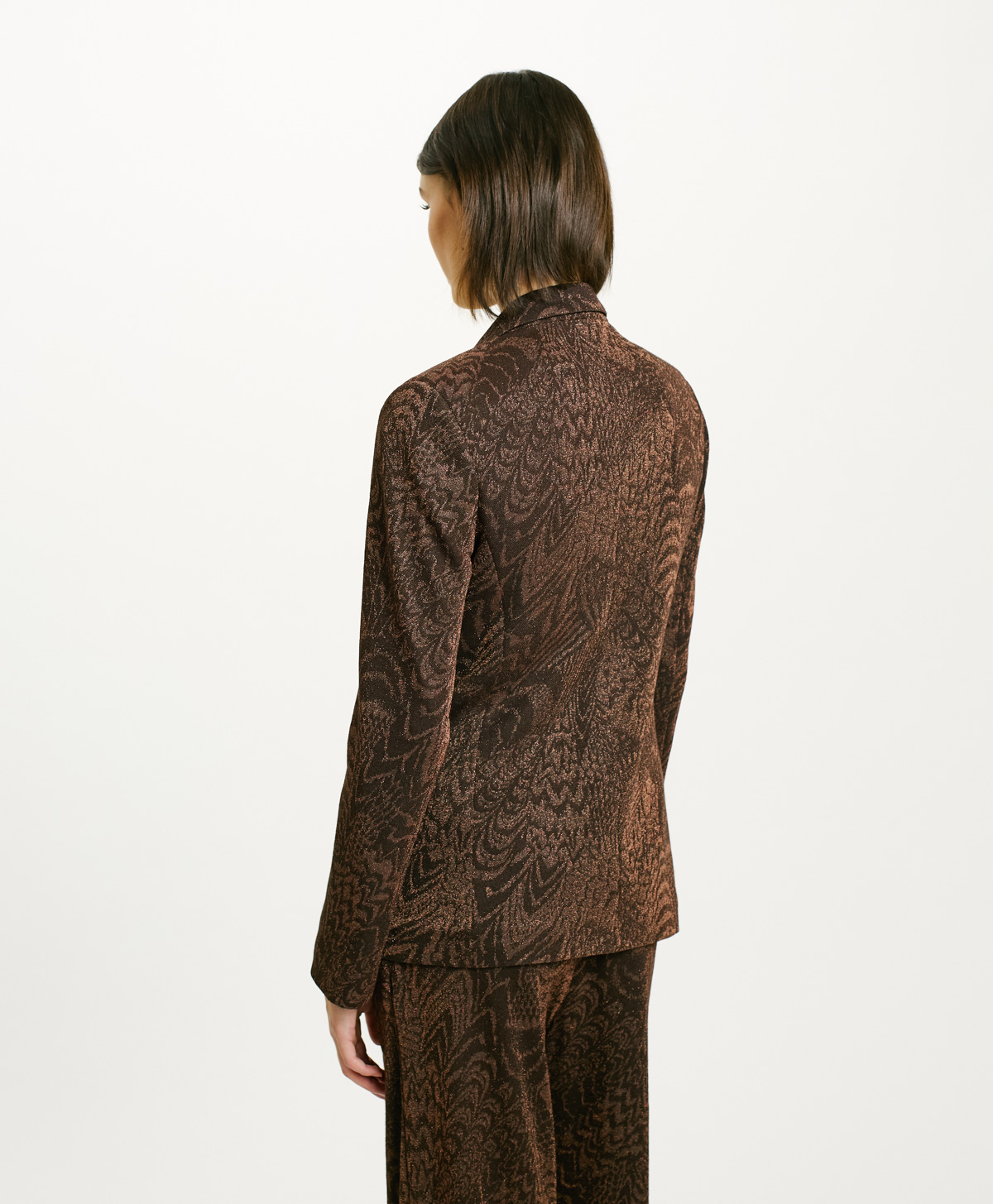 GIACCA COPAIBA IN JERSEY LUREX JACQUARD - CIOCCOLATO/RAME - Momonì