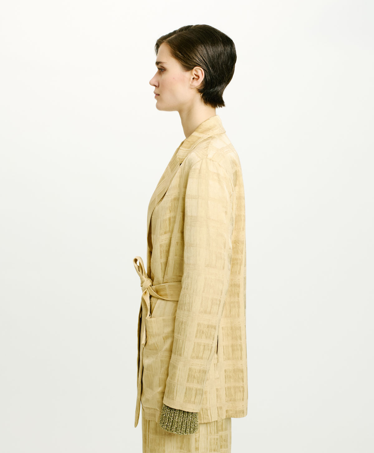 NAWI JACKET IN JACQUARD VISCOSE - VANILLA - Momonì