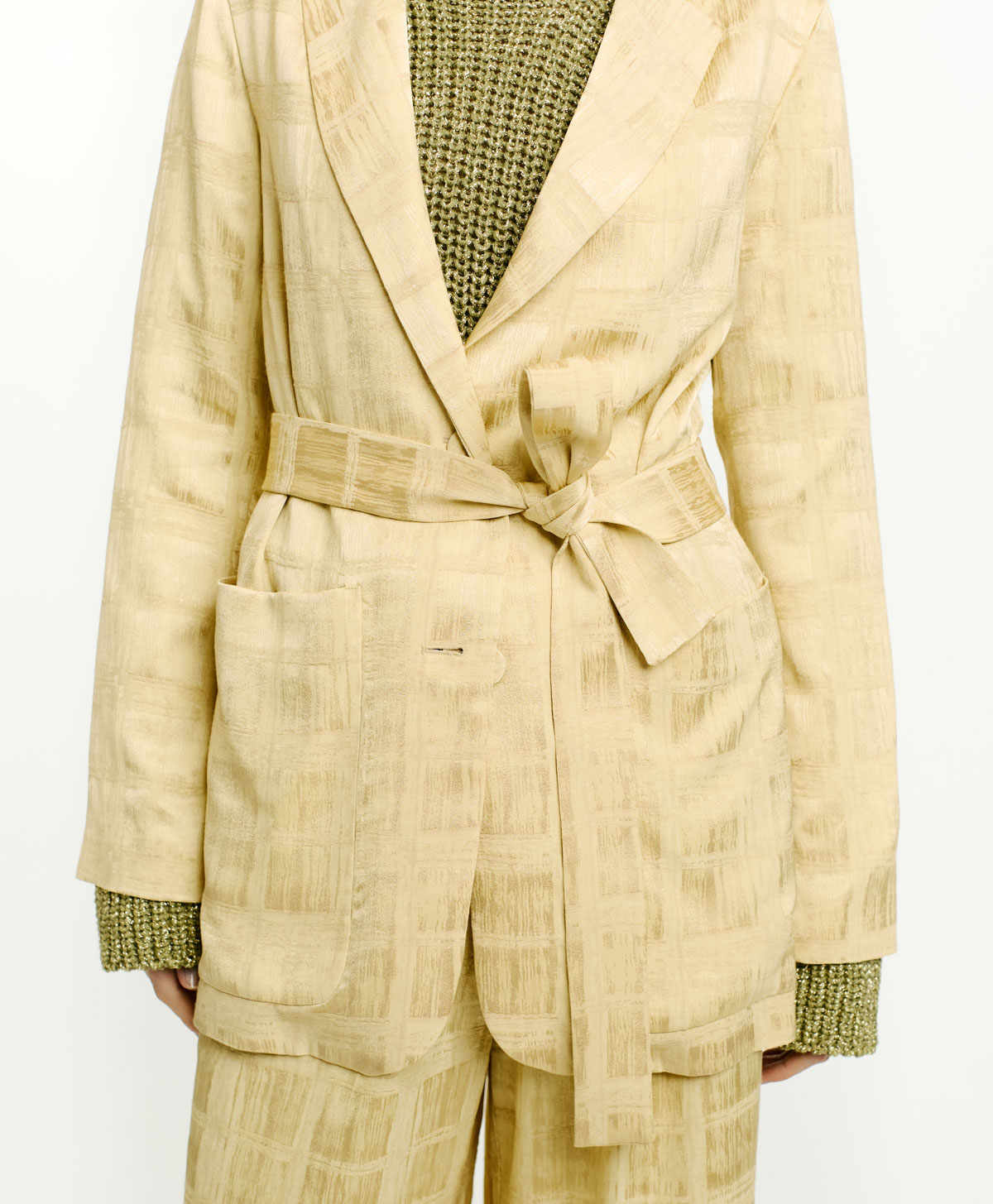 NAWI JACKET IN JACQUARD VISCOSE - VANILLA - Momonì