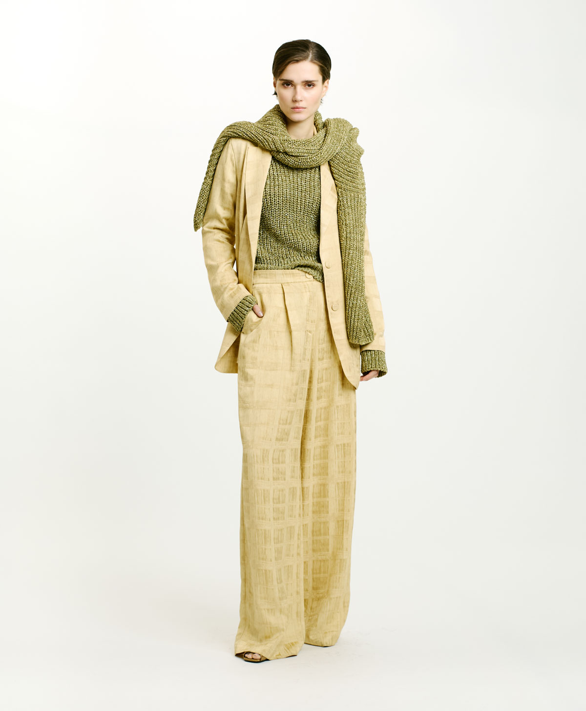 NAWI JACKET IN JACQUARD VISCOSE - VANILLA - Clothing - Momonì