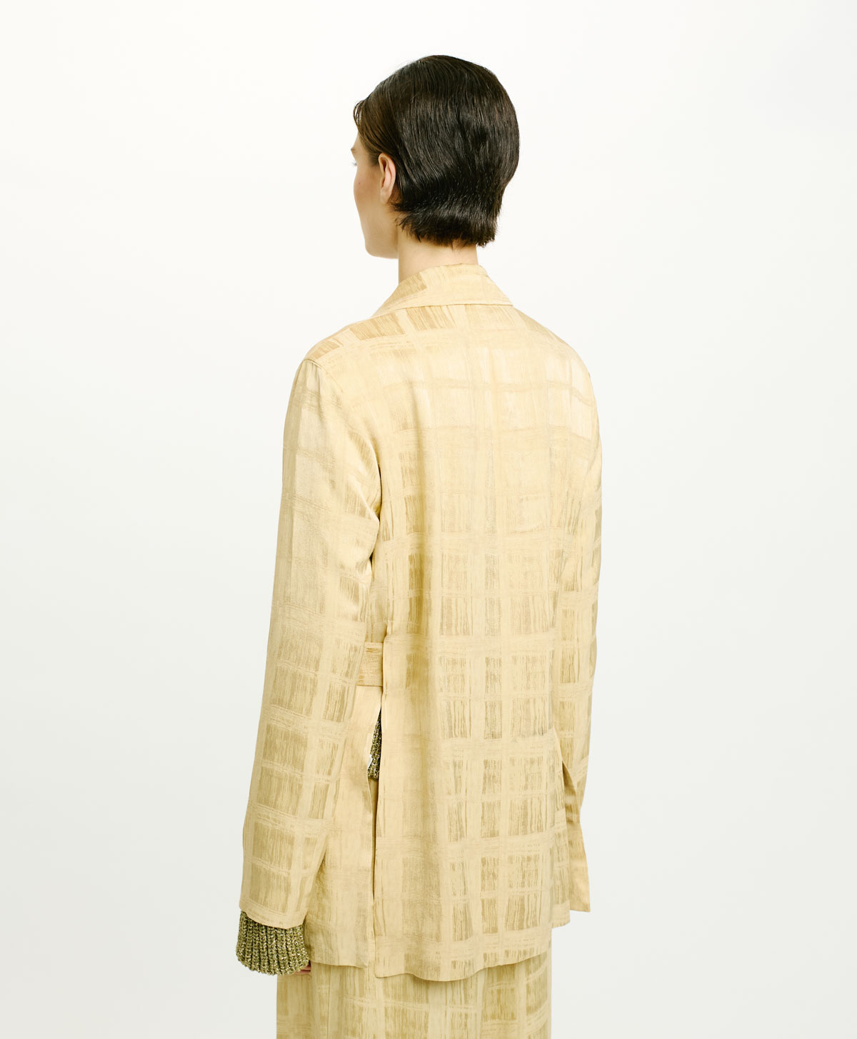 NAWI JACKET IN JACQUARD VISCOSE - VANILLA - Momonì