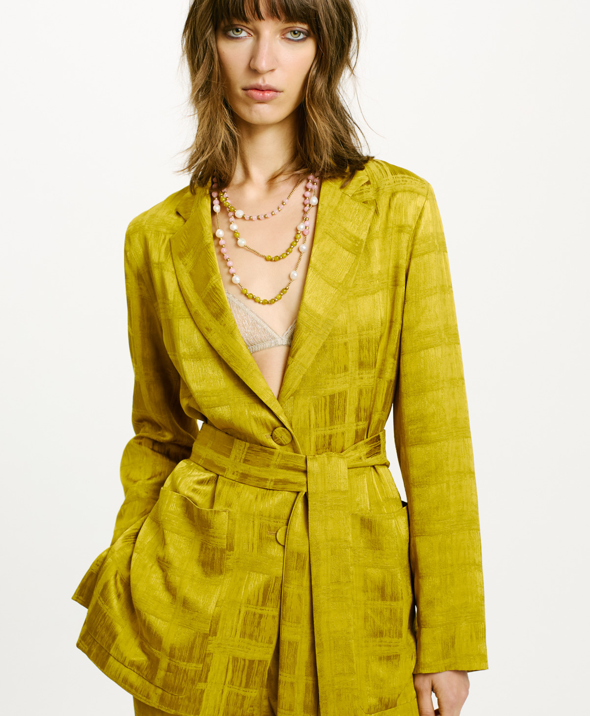 VESTE NAWI EN JACQUARD DE VISCOSE - HUILE - Momonì