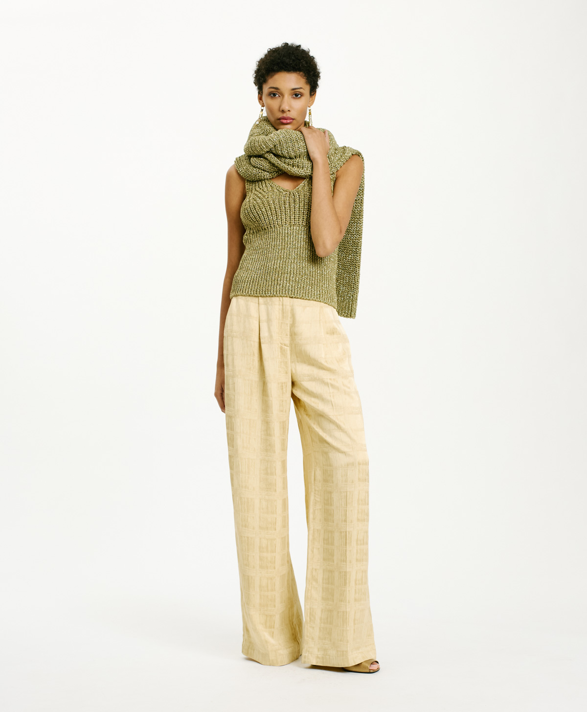 TRICOT ICAMA AU POINT D’ÉPI - VERT - Clothing - Momonì