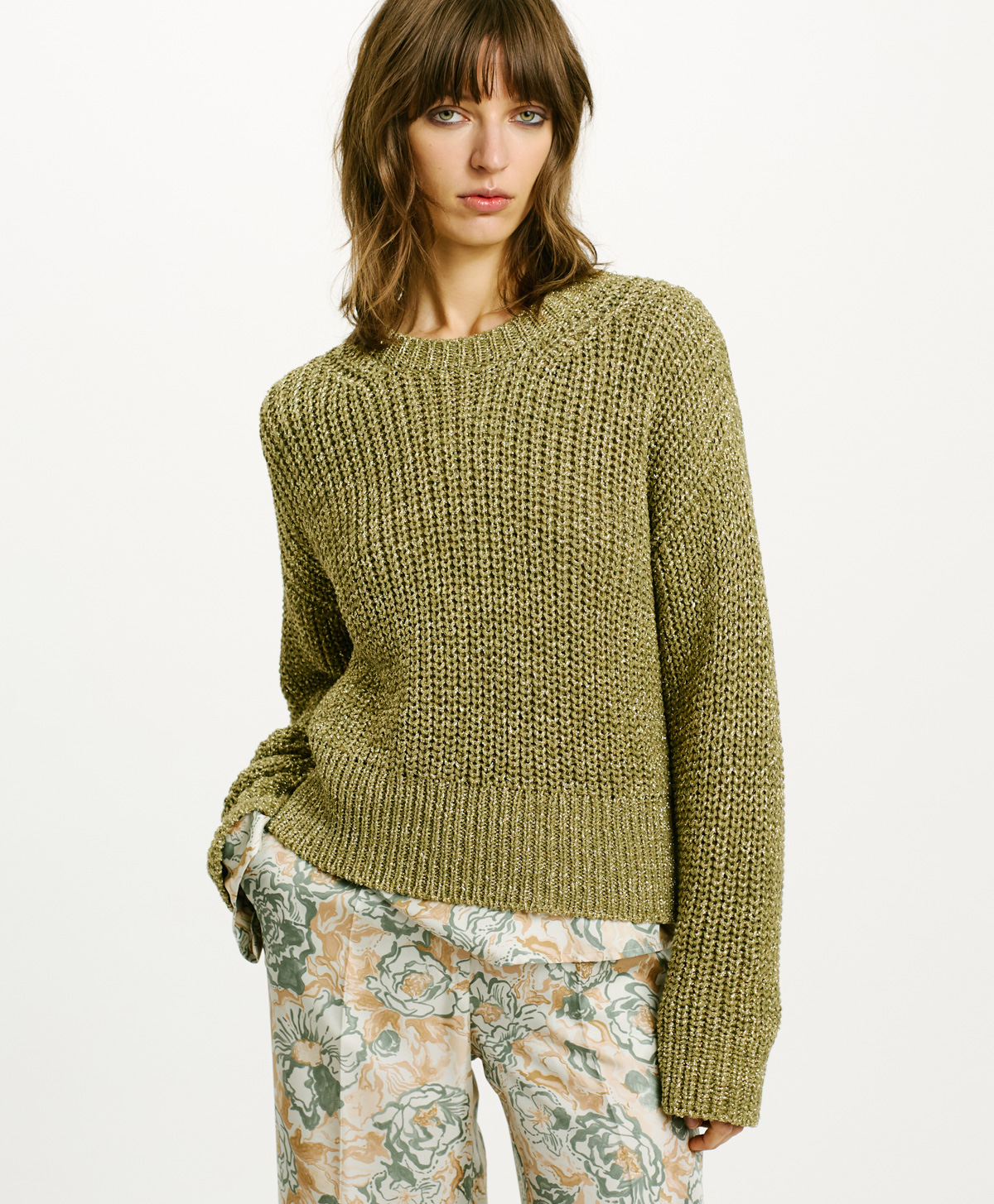 TRICOT EDULIS AU POINT D’ÉPI - VERT - Momonì
