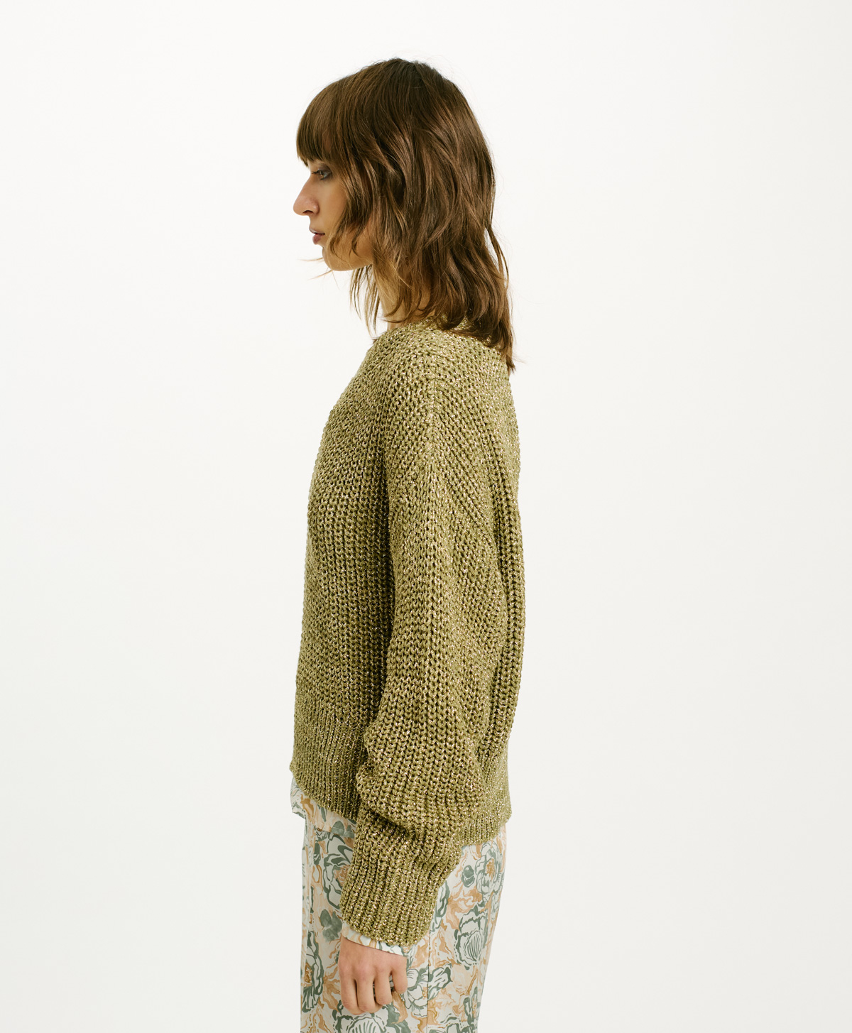TRICOT EDULIS AU POINT D’ÉPI - VERT - Momonì