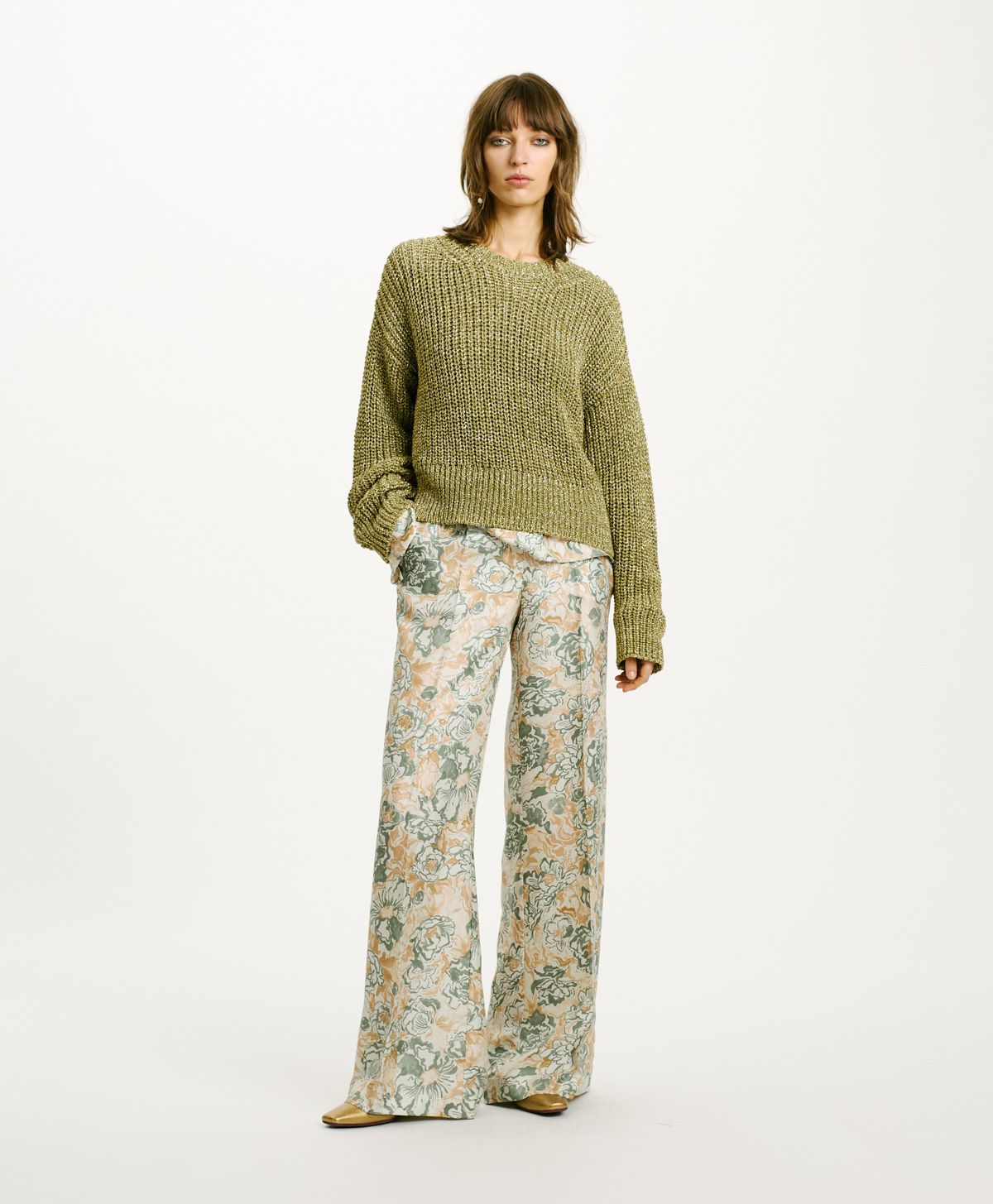 TRICOT EDULIS AU POINT D’ÉPI - VERT - Momonì