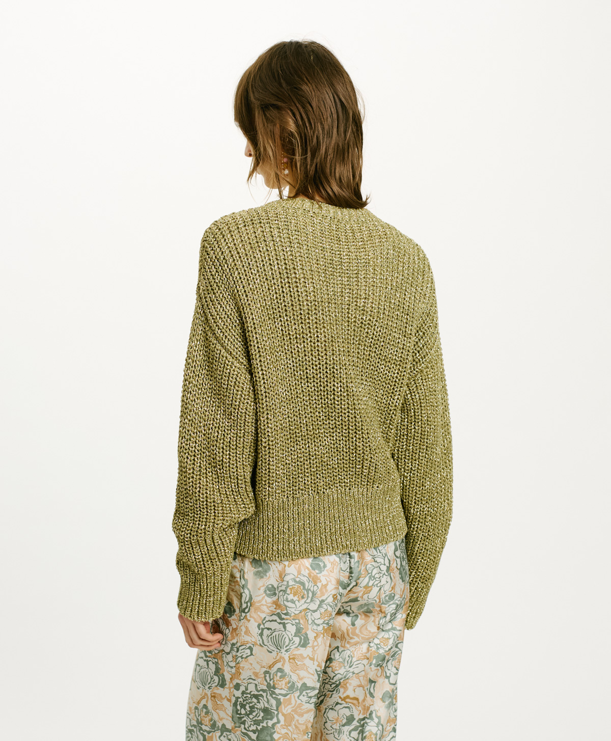 TRICOT EDULIS AU POINT D’ÉPI - VERT - Momonì