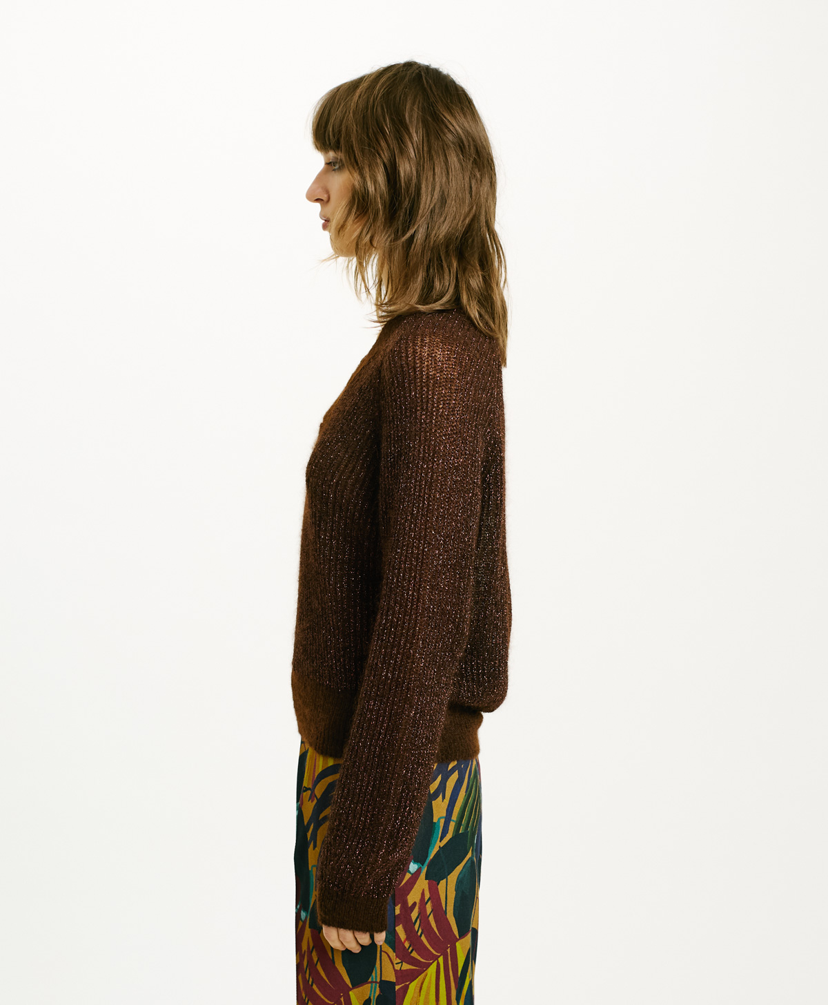 TRICOT WAHA EN MOHAIR ET LUREX - CHOCOLAT - Momonì