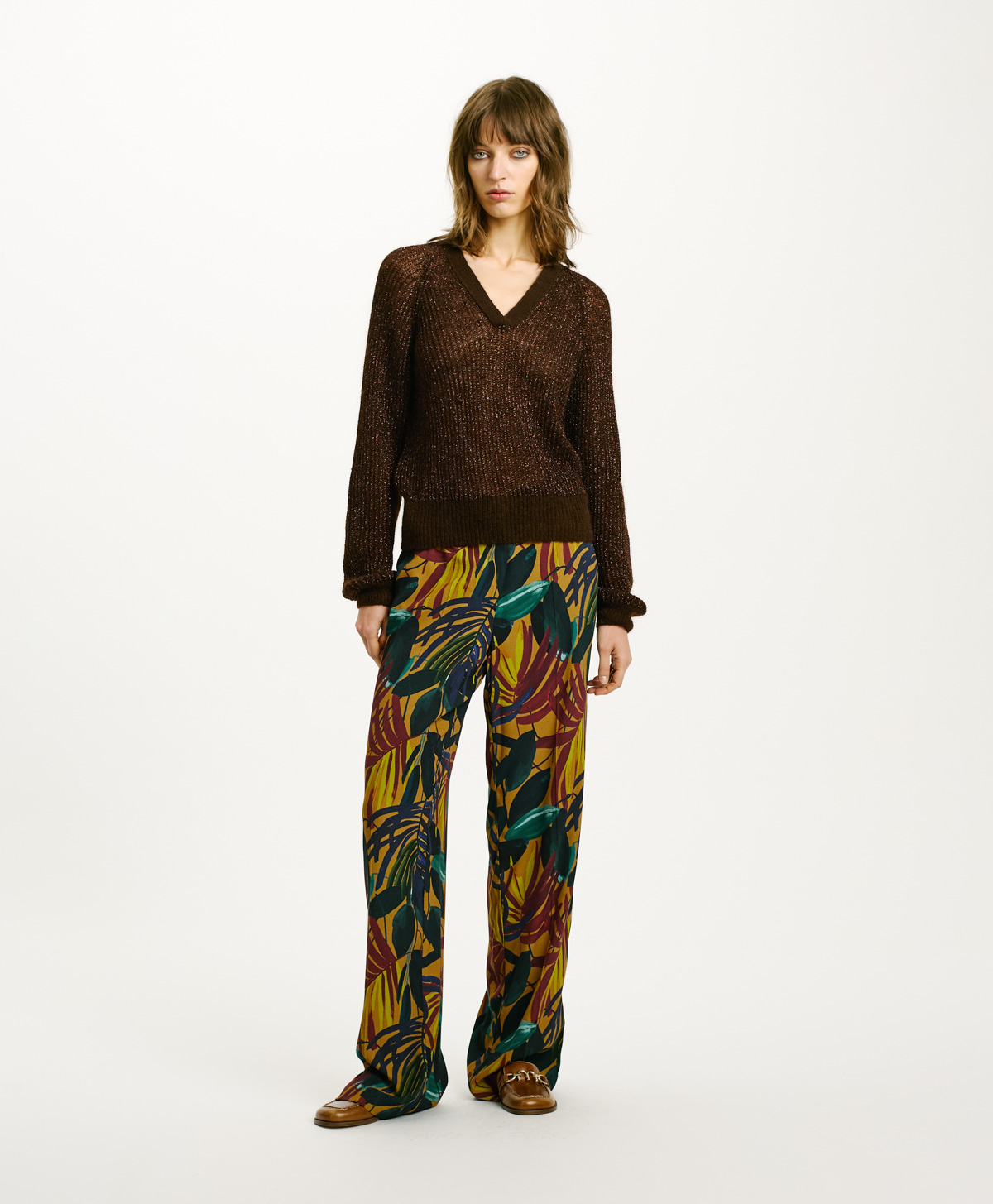 TRICOT WAHA EN MOHAIR ET LUREX - CHOCOLAT - Momonì
