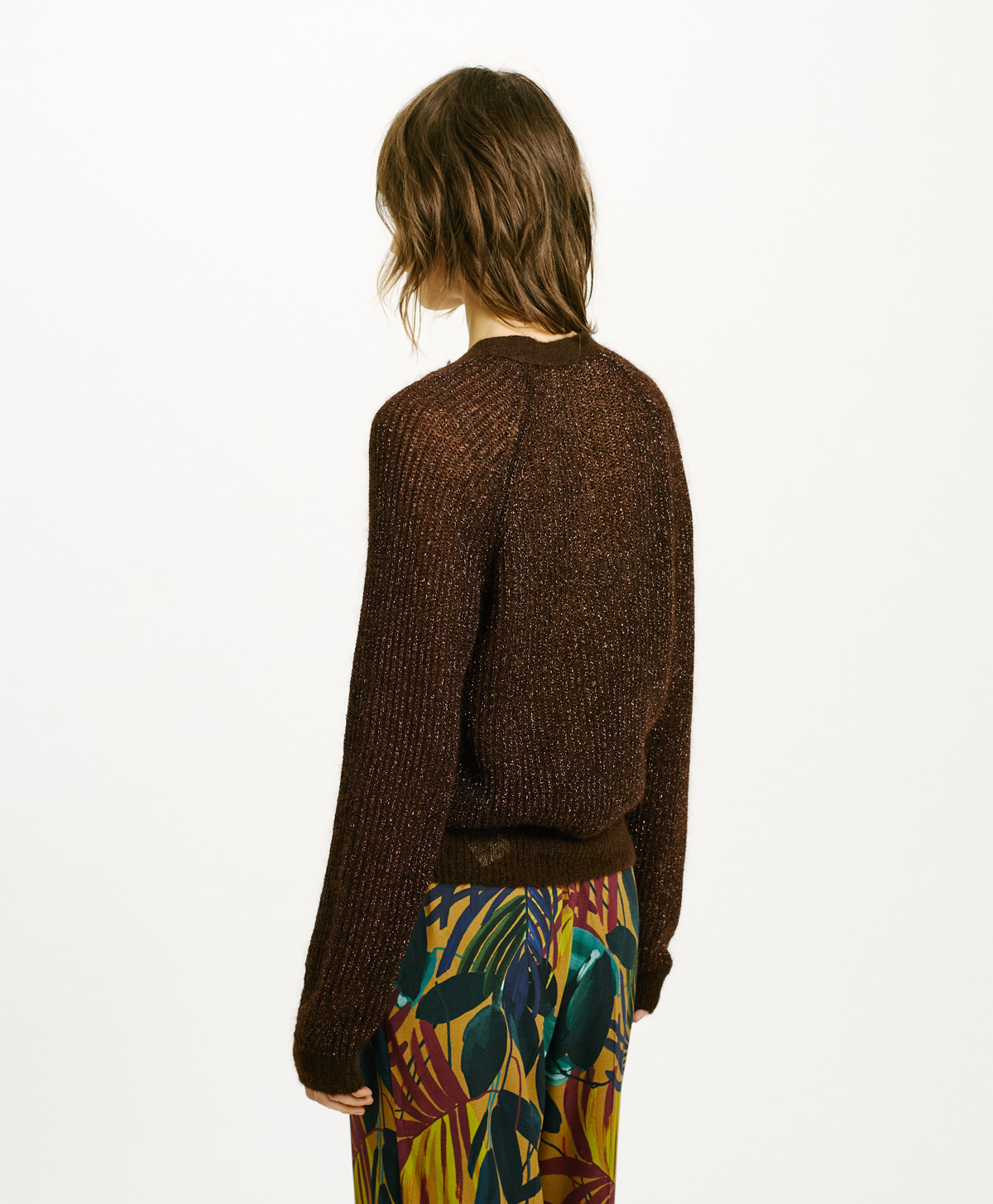 TRICOT WAHA EN MOHAIR ET LUREX - CHOCOLAT - Momonì