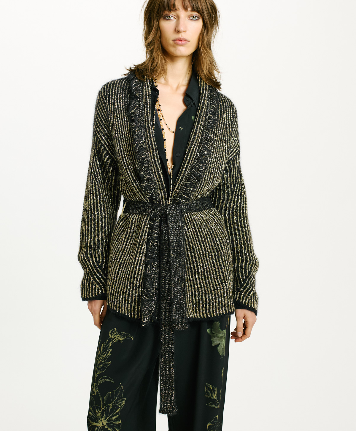 TRICOT WANENKI EN MOHAIR ET LUREX - NOIR - Momonì