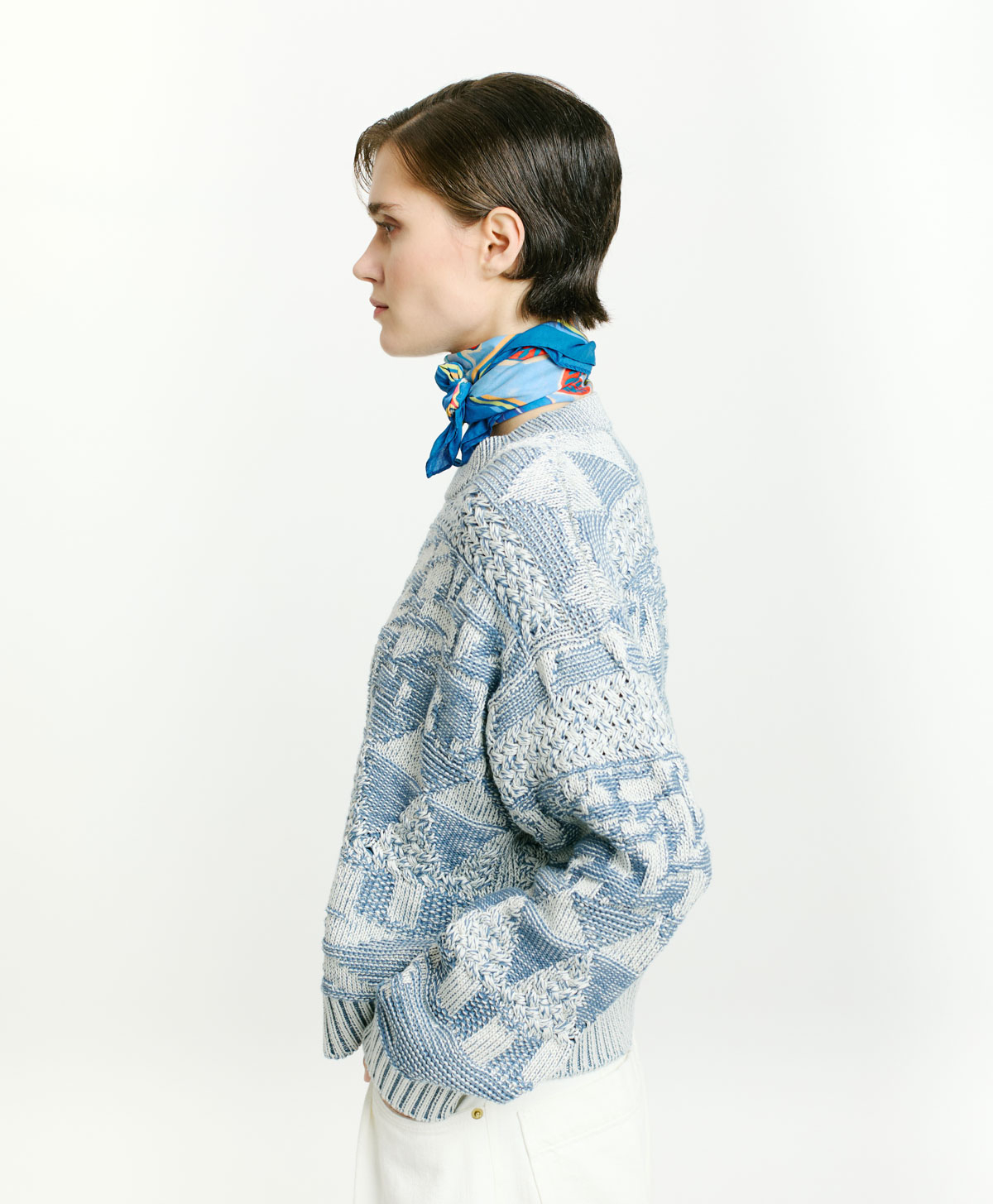 PUSHA SWEATER IN JACQUARD - SKY BLUE - Momonì