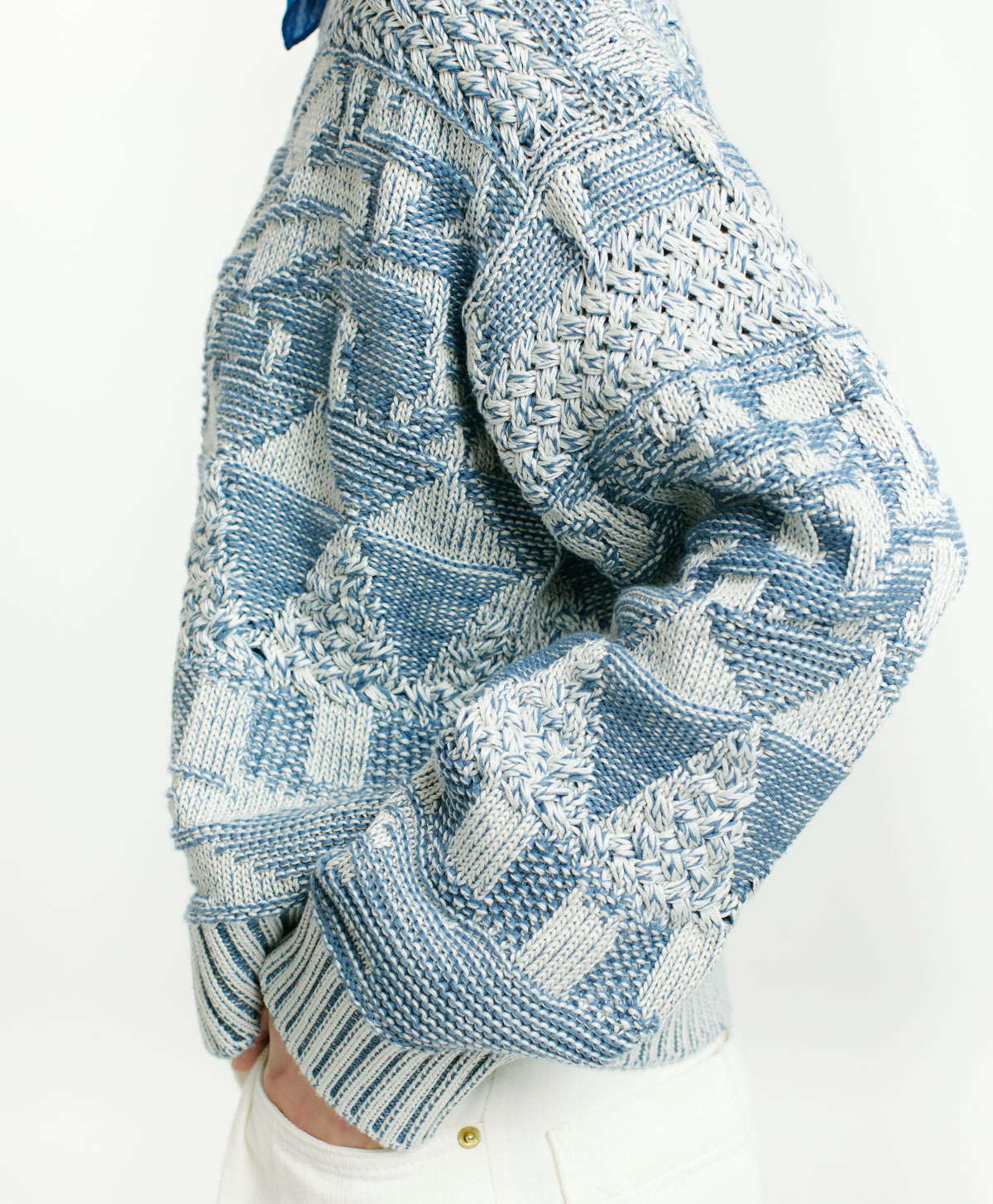 PUSHA SWEATER IN JACQUARD - SKY BLUE - Momonì