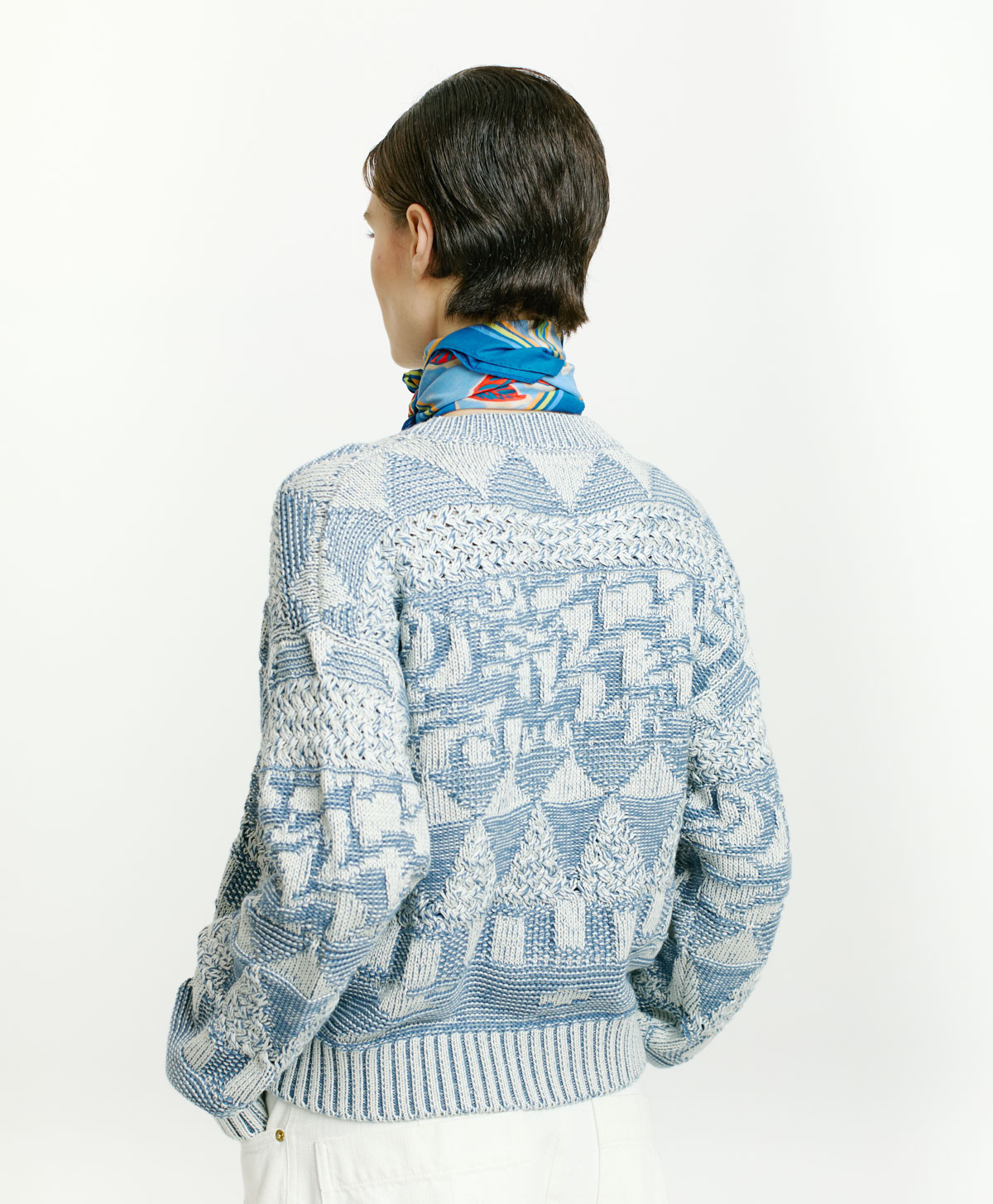 PUSHA SWEATER IN JACQUARD - SKY BLUE - Momonì