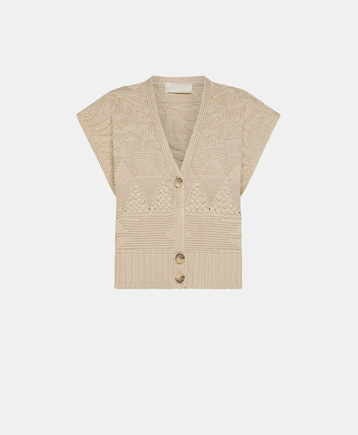 JACI GILET IN JACQUARD - CREAM - Clothing - Momonì