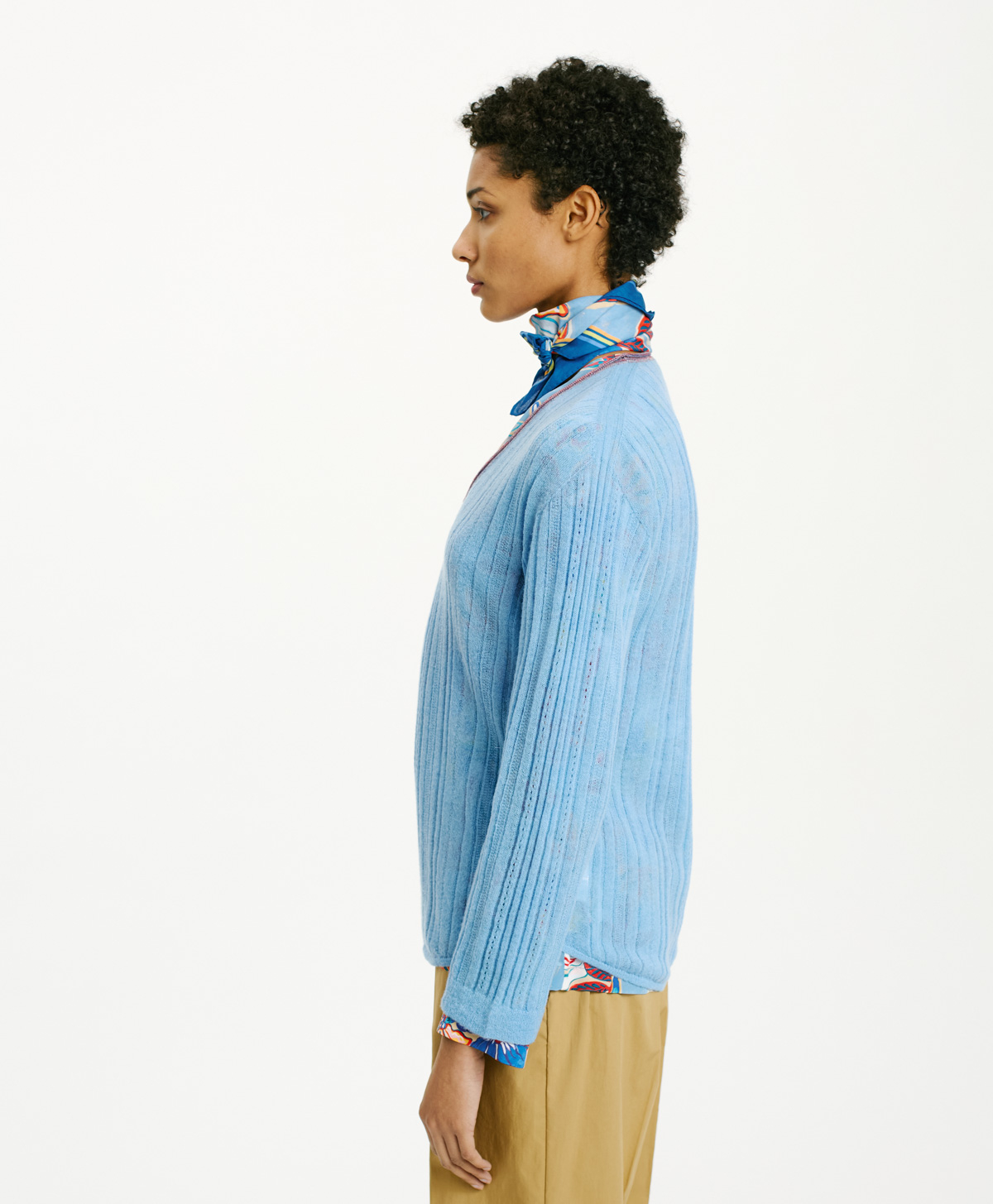 BANAL SWEATER IN TEXTURED ALPACA MOHAIR - LIGHT BLUE - Momonì