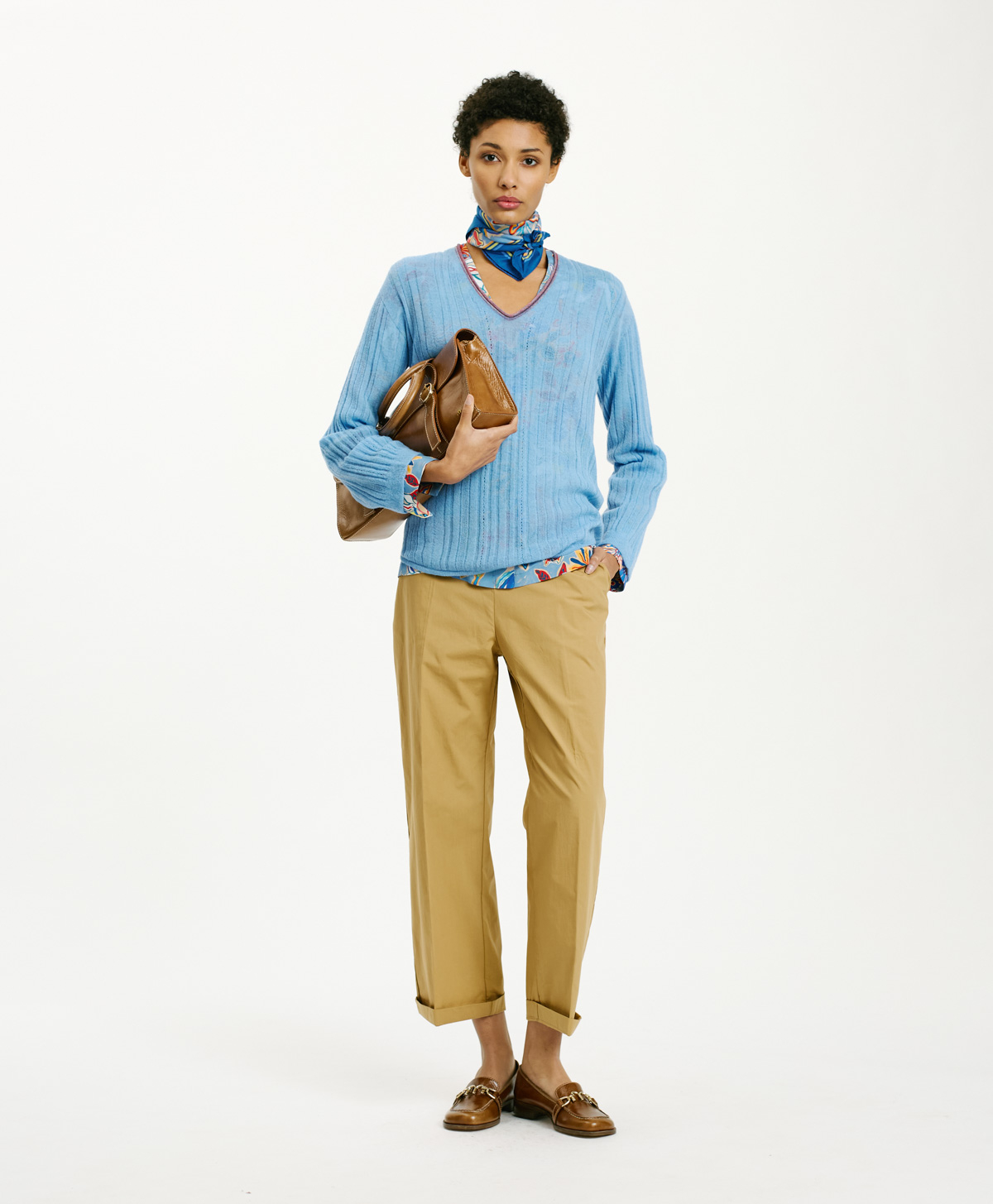 BANAL SWEATER IN TEXTURED ALPACA MOHAIR - LIGHT BLUE - Momonì