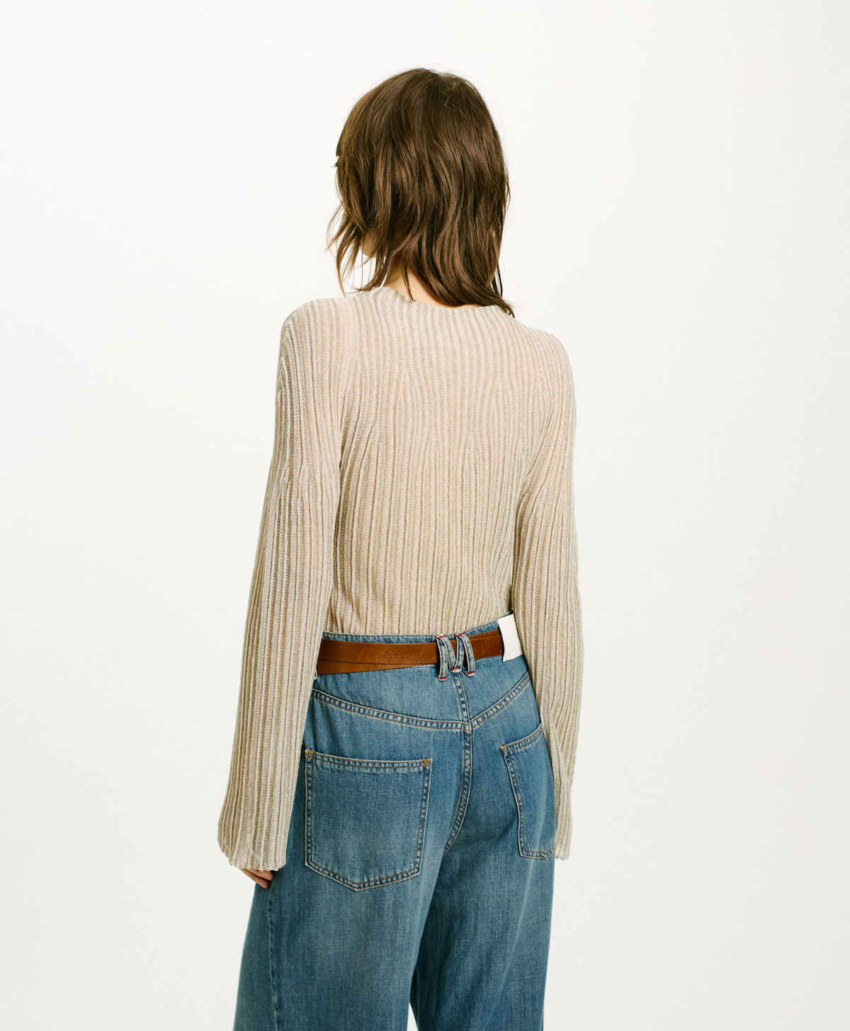 MAGLIA MIRAFLORES IN LUREX MULTIRIGA - GRIGIO/AZZURRO - Momonì
