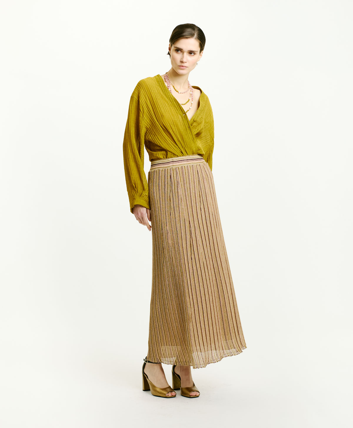 MATSI MULTISTRIPE LUREX SKIRT - MULTICOLOR PINK - Clothing - Momonì