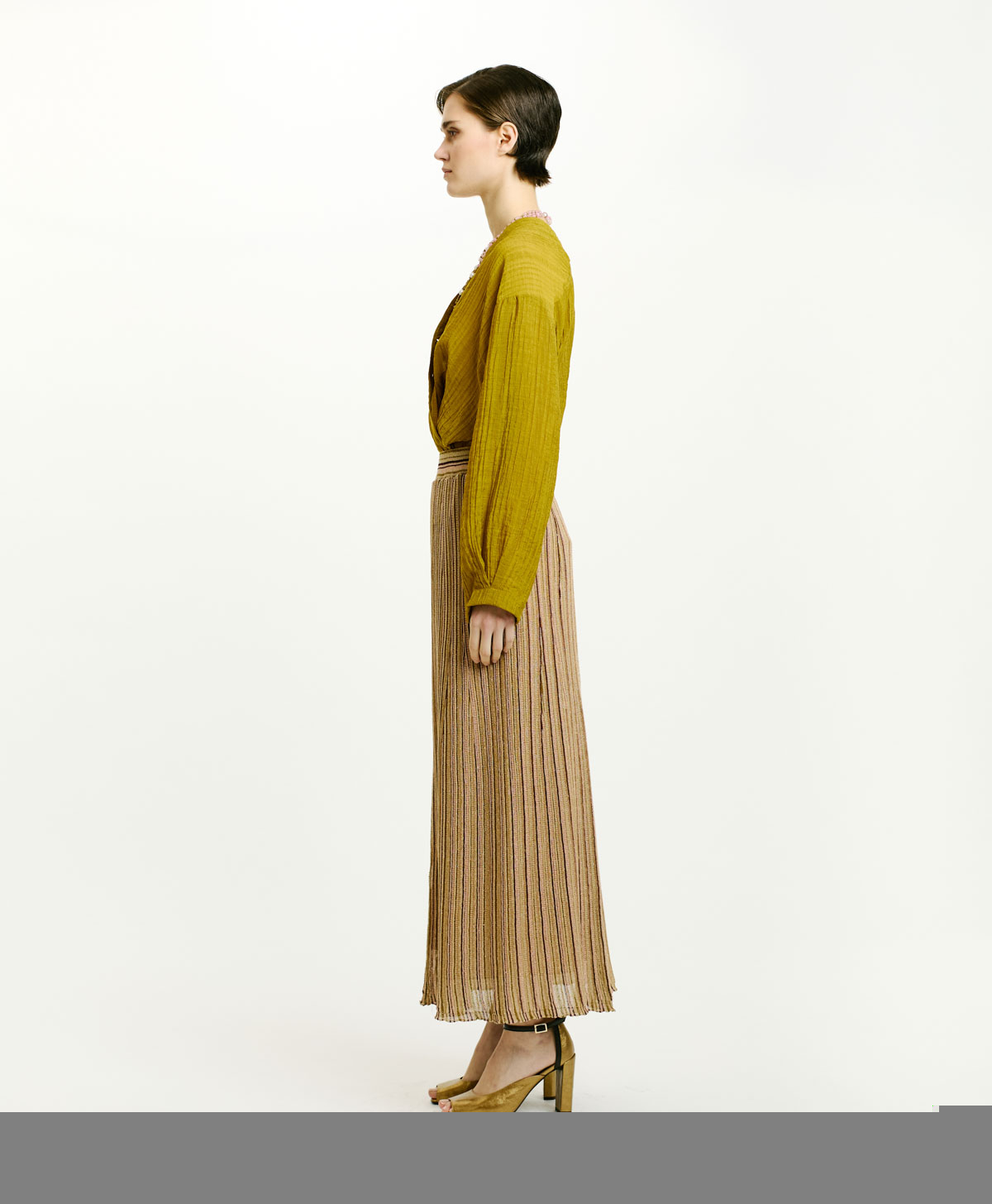 JUPE MATSI EN LUREX MULTIRAYURES - ROSE MULTICOLORE - Momonì