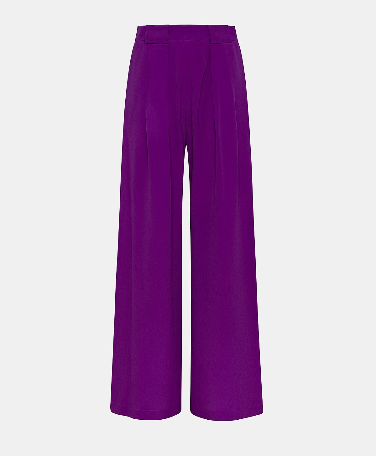 PANTALON ASPEN EN MÉLANGE SOIE ET ACÉTATE UNI - VIOLET - Clothing - Momonì