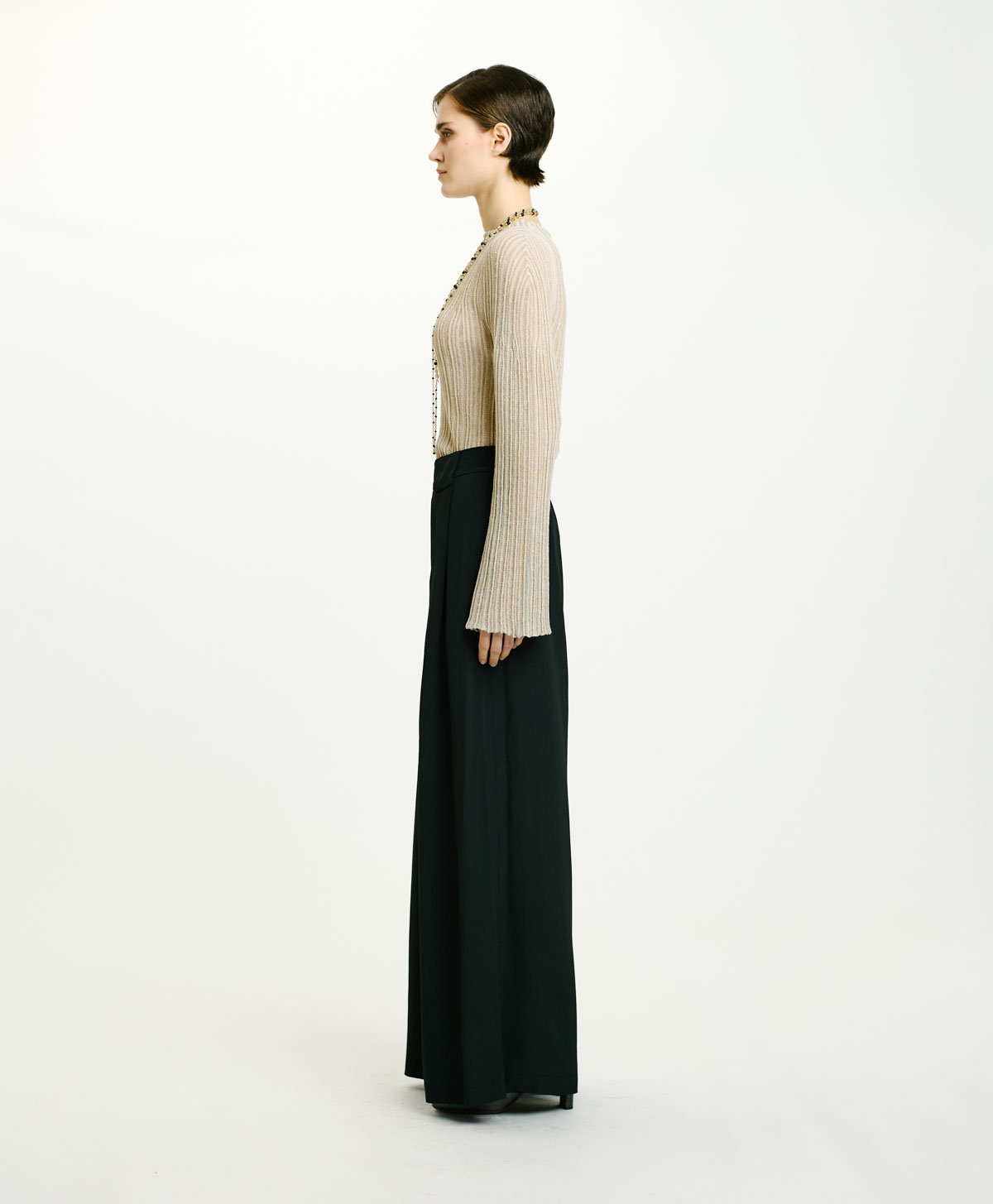 ASPEN PANTS IN SOLID COLOUR ACETATE/SILK - BLACK - Momonì