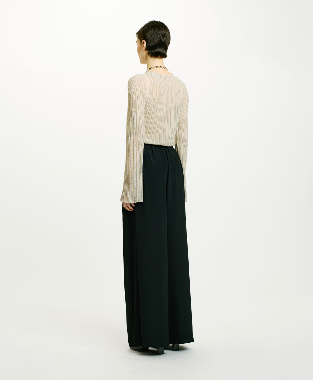 ASPEN PANTS IN SOLID COLOUR ACETATE/SILK - BLACK - Momonì