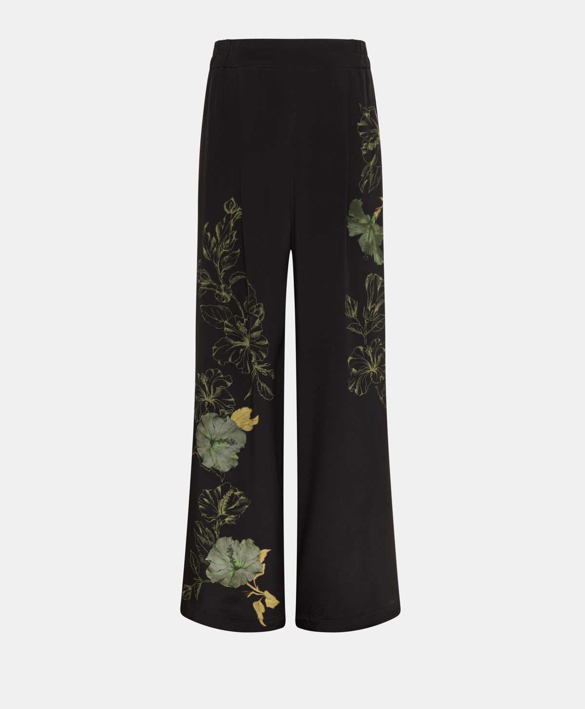 PANTALONI BANIWA IN CREPE DE CHINE - NERO - Momonì