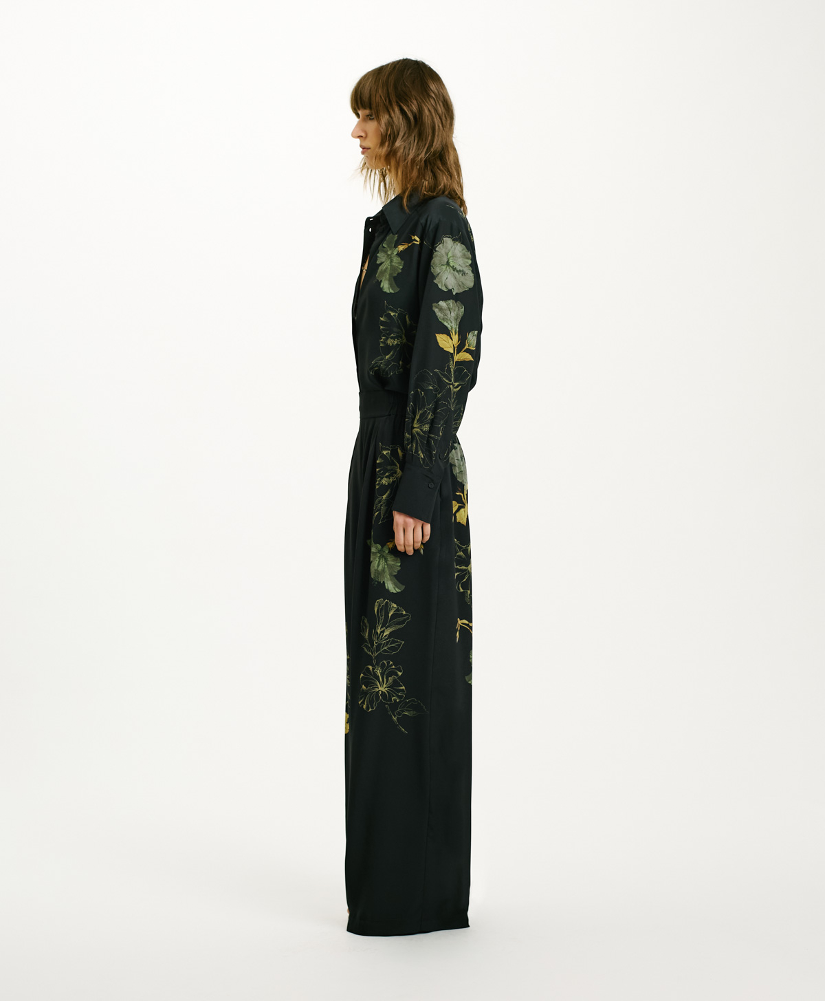 PANTALONI BANIWA IN CREPE DE CHINE - NERO - Momonì