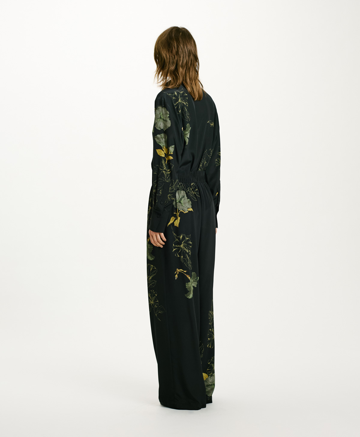 PANTALONI BANIWA IN CREPE DE CHINE - NERO - Momonì