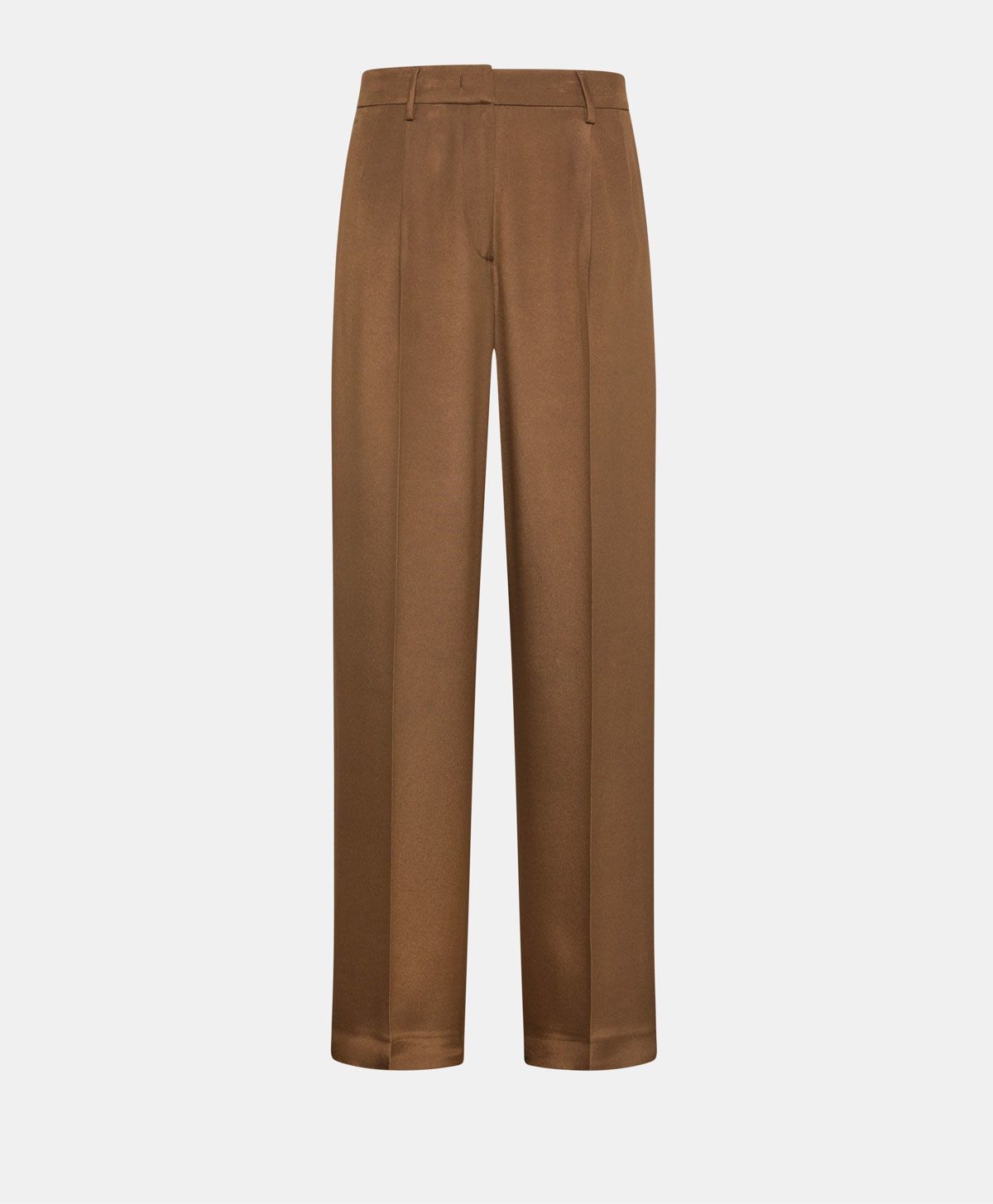 KYOTO PANTS IN SOLID COLOUR ACETATE SILK BLEND CREPE - TOBACO - Momonì