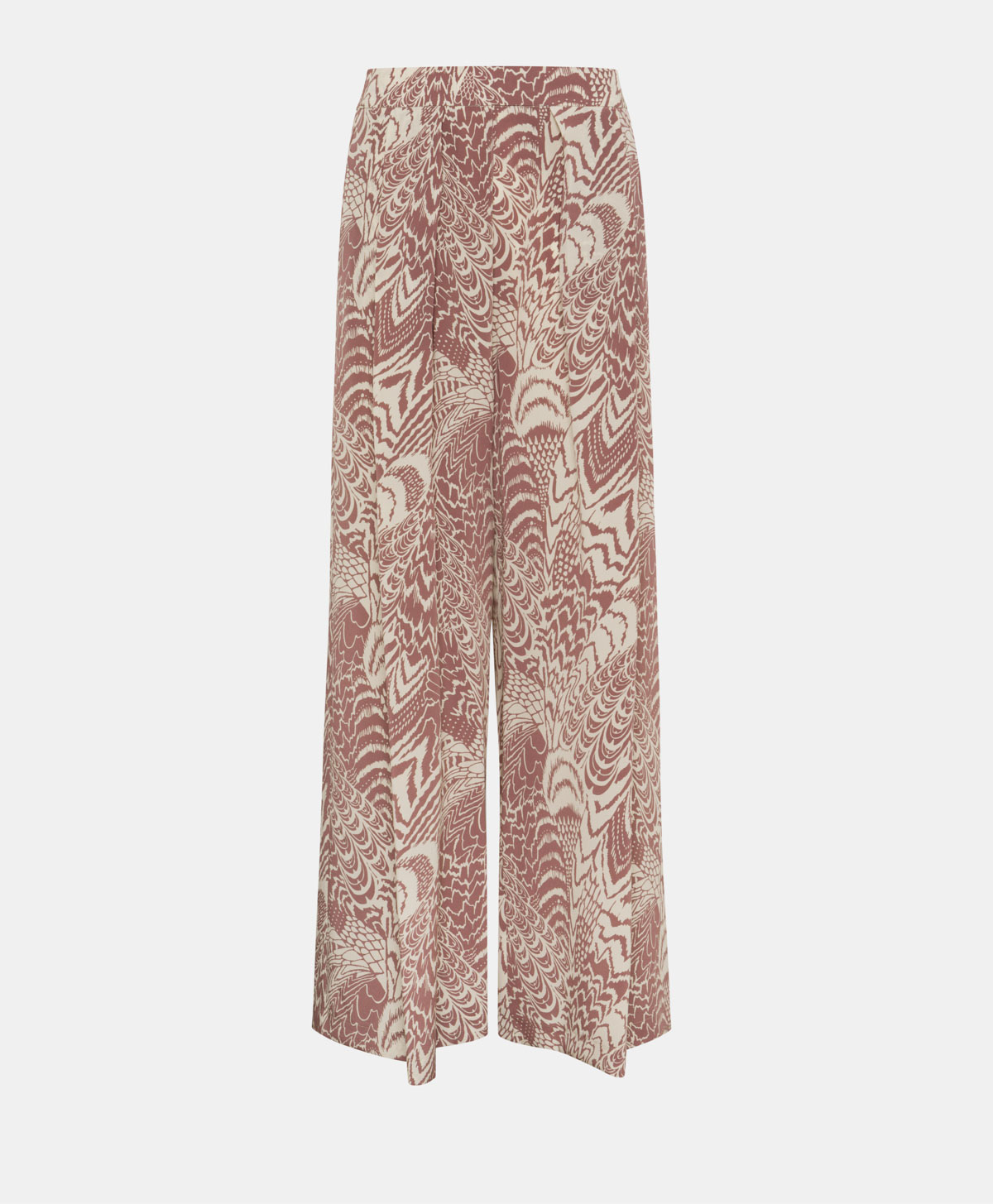 BOTO PANTS IN CREPE DE CHINE - CREAM/MUST WINE - Clothing - Momonì
