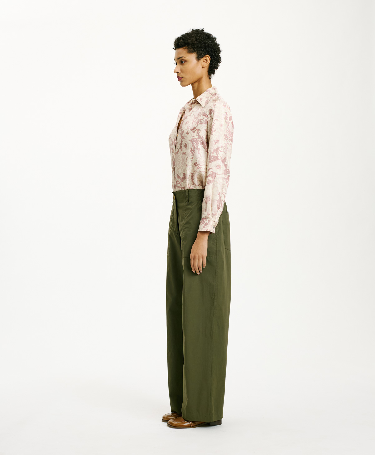 PANTALON HIBISCUS EN POPELINE - ARMY - Momonì